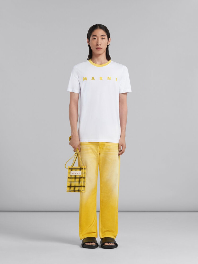 Marni YELLOW AND BLACK JACQUARD CHECK MINI SHOULDER BAG outlook