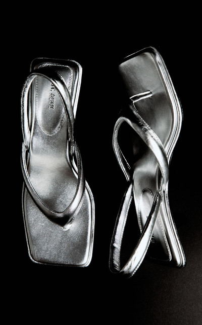 ST. AGNI Leather Slingback Thong Sandals silver outlook