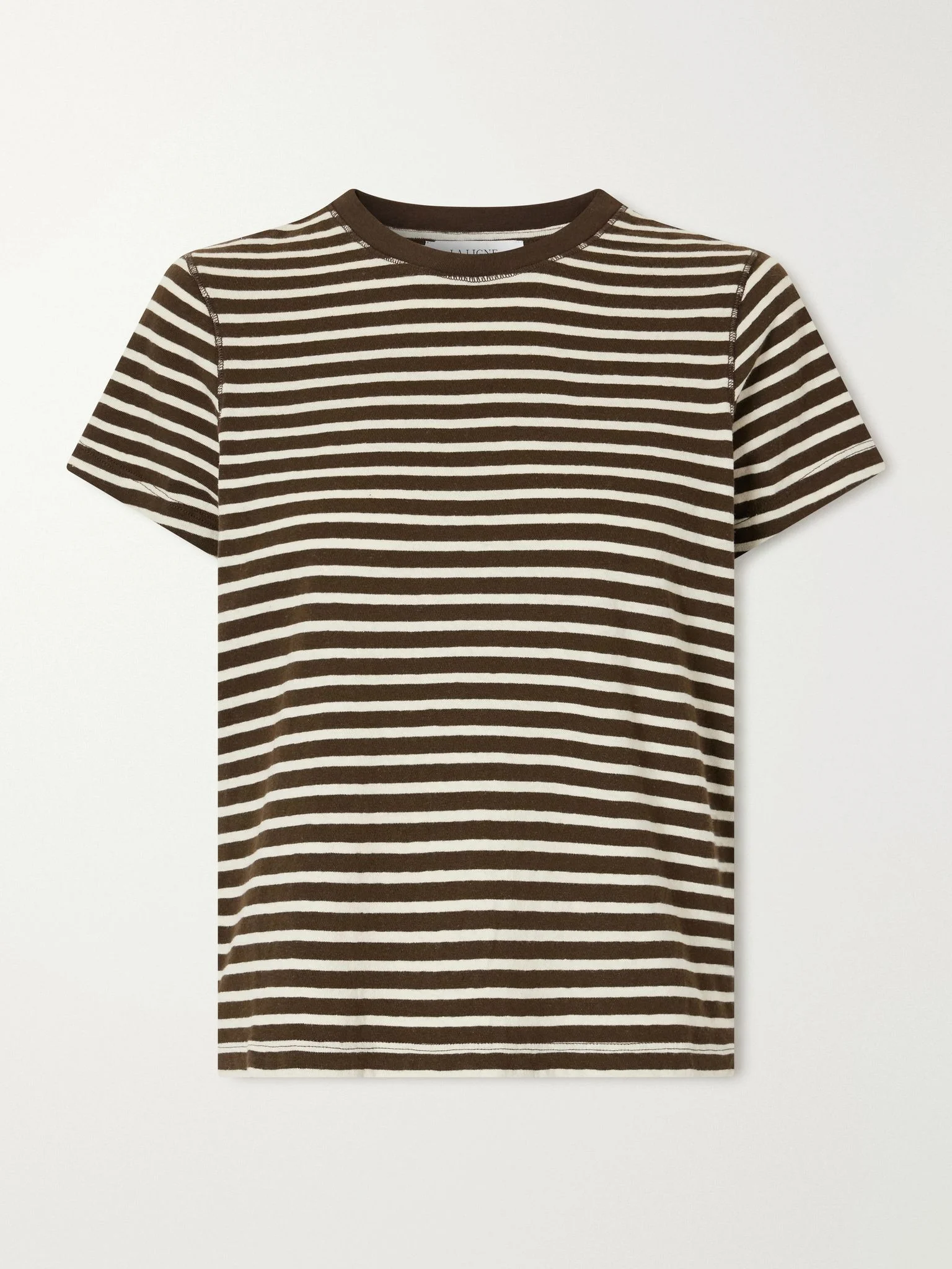 Striped cotton-jersey T-shirt Chocolate - 1