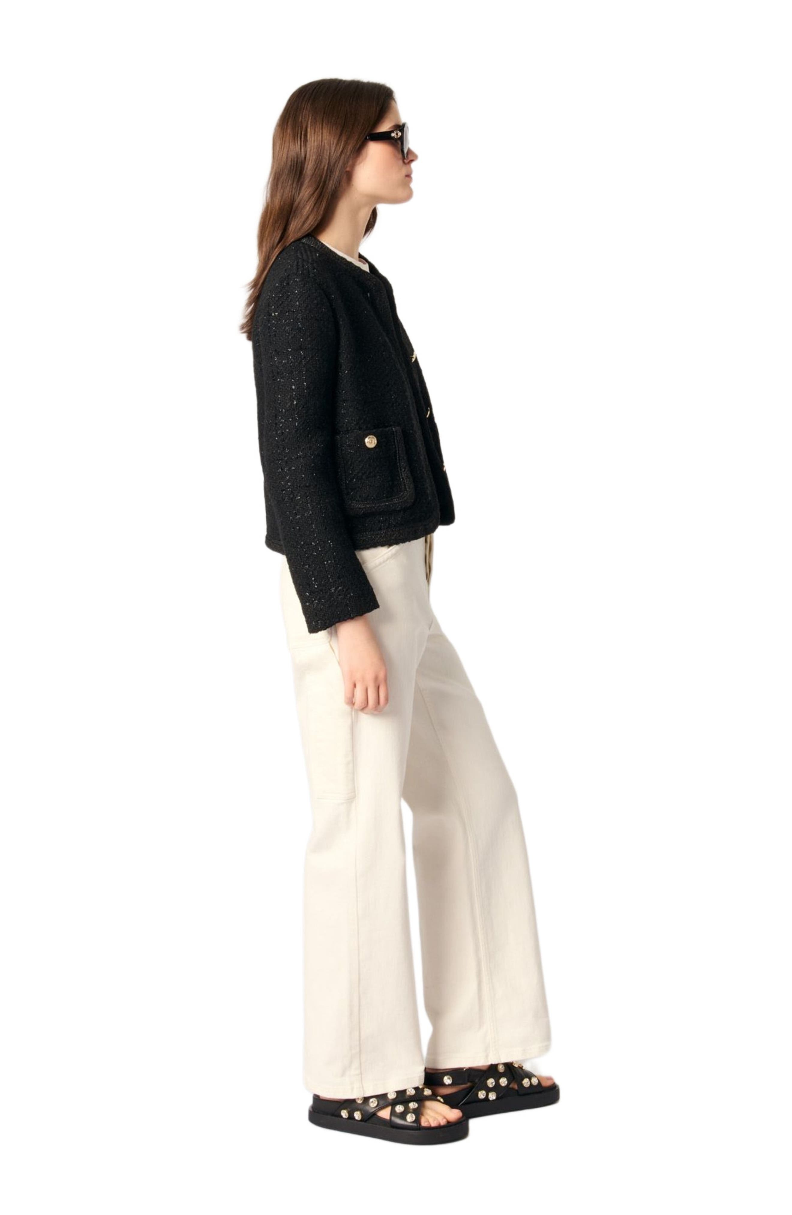 maje Short tweed jacket in Black at Nordstrom - 3