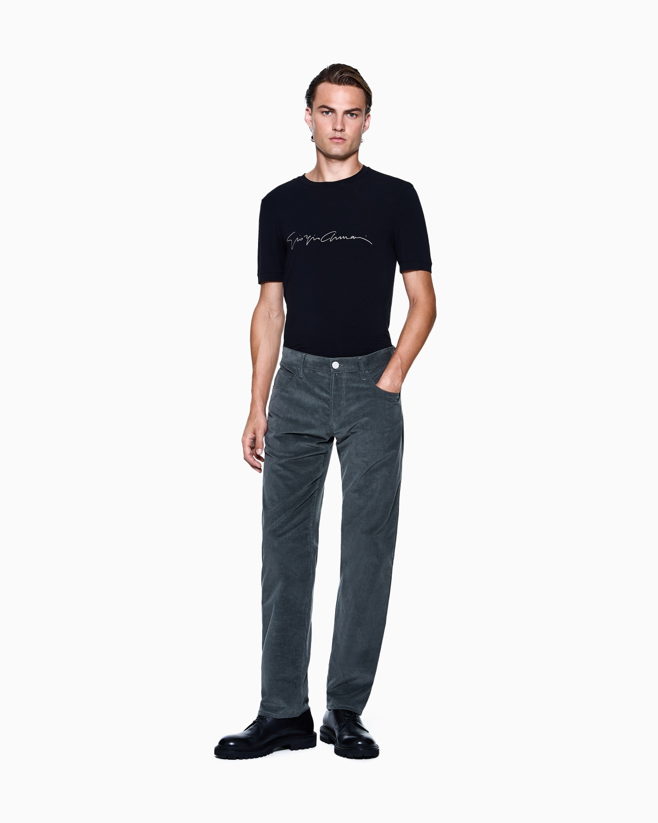 REGULAR-FIT, FIVE-POCKET TROUSERS IN COTTON AND CASHMERE - 2