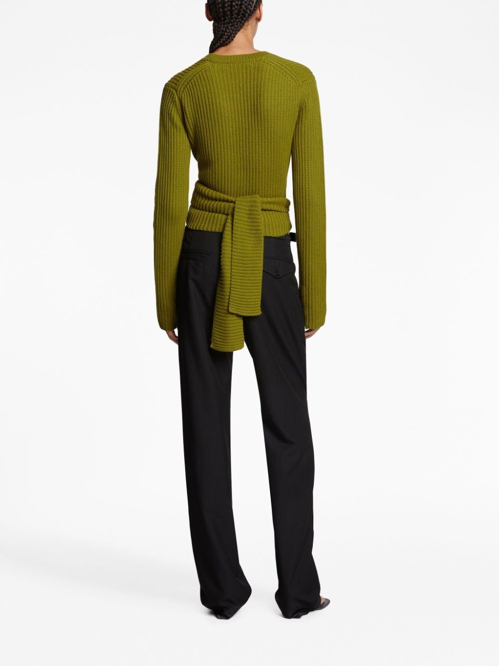 ribbed-knit wrap jumper - 4