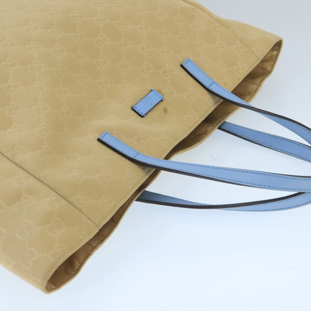 GUCCI GG Canvas Tote Bag Nylon Beige Blue Silver - 6