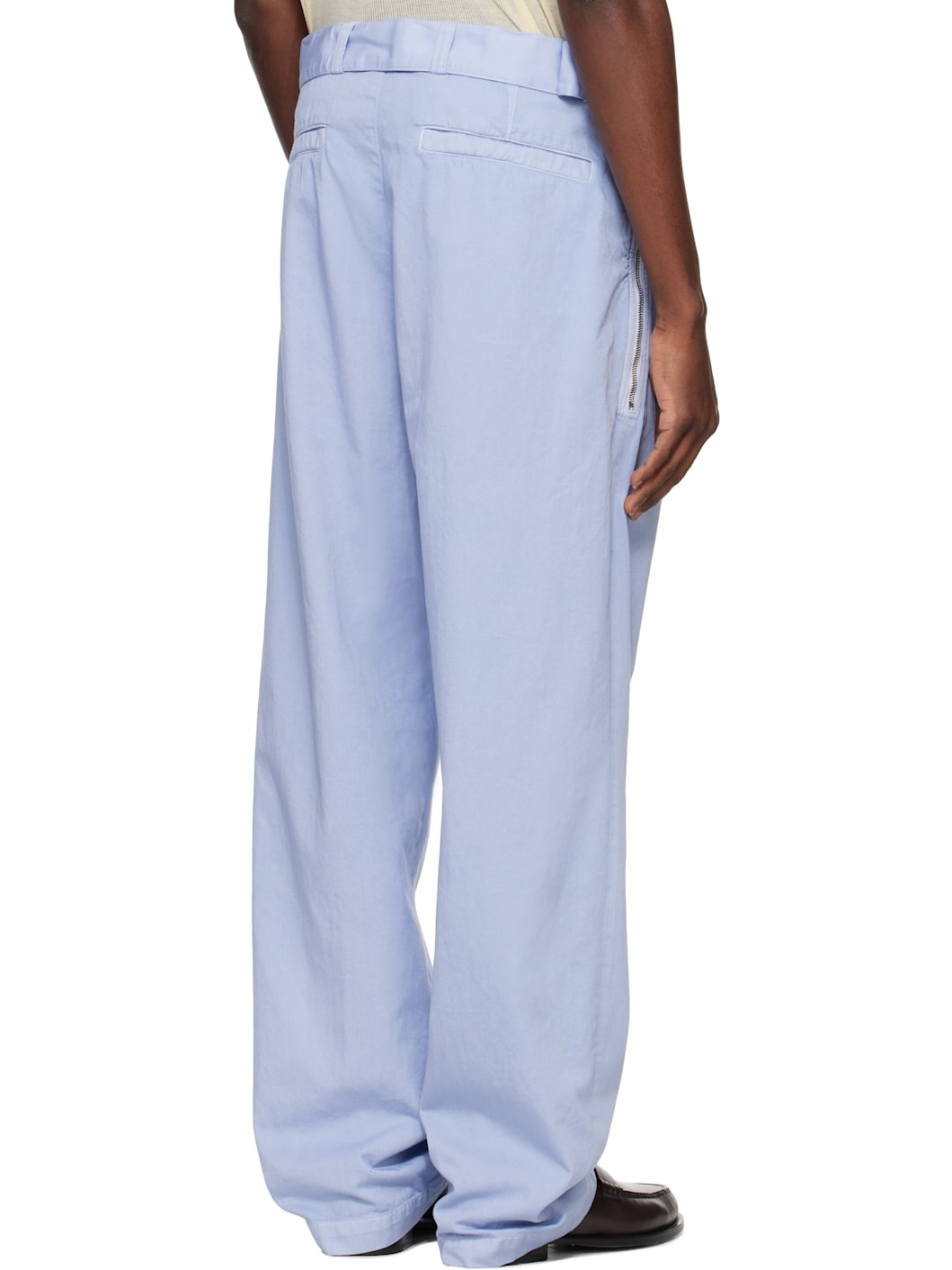 Blue Straight Belted Trousers - 3