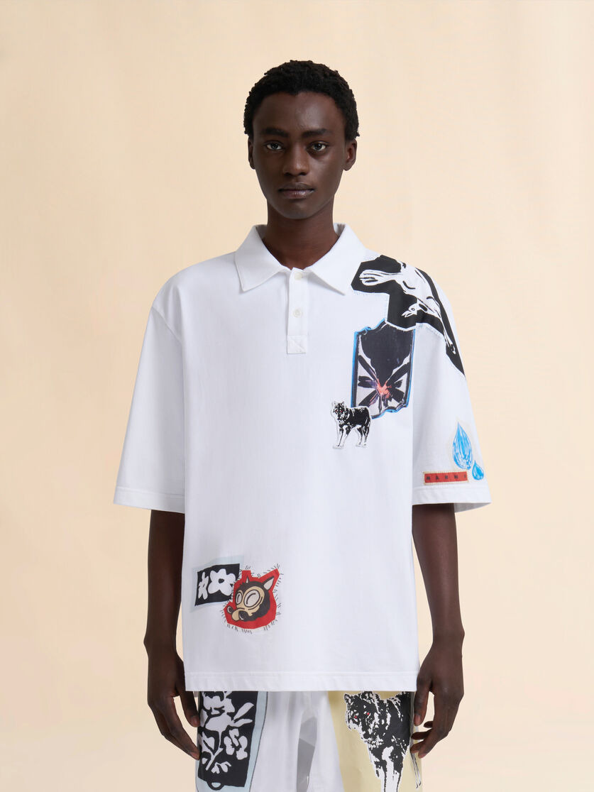 WHITE JERSEY POLO SHIRT - 2
