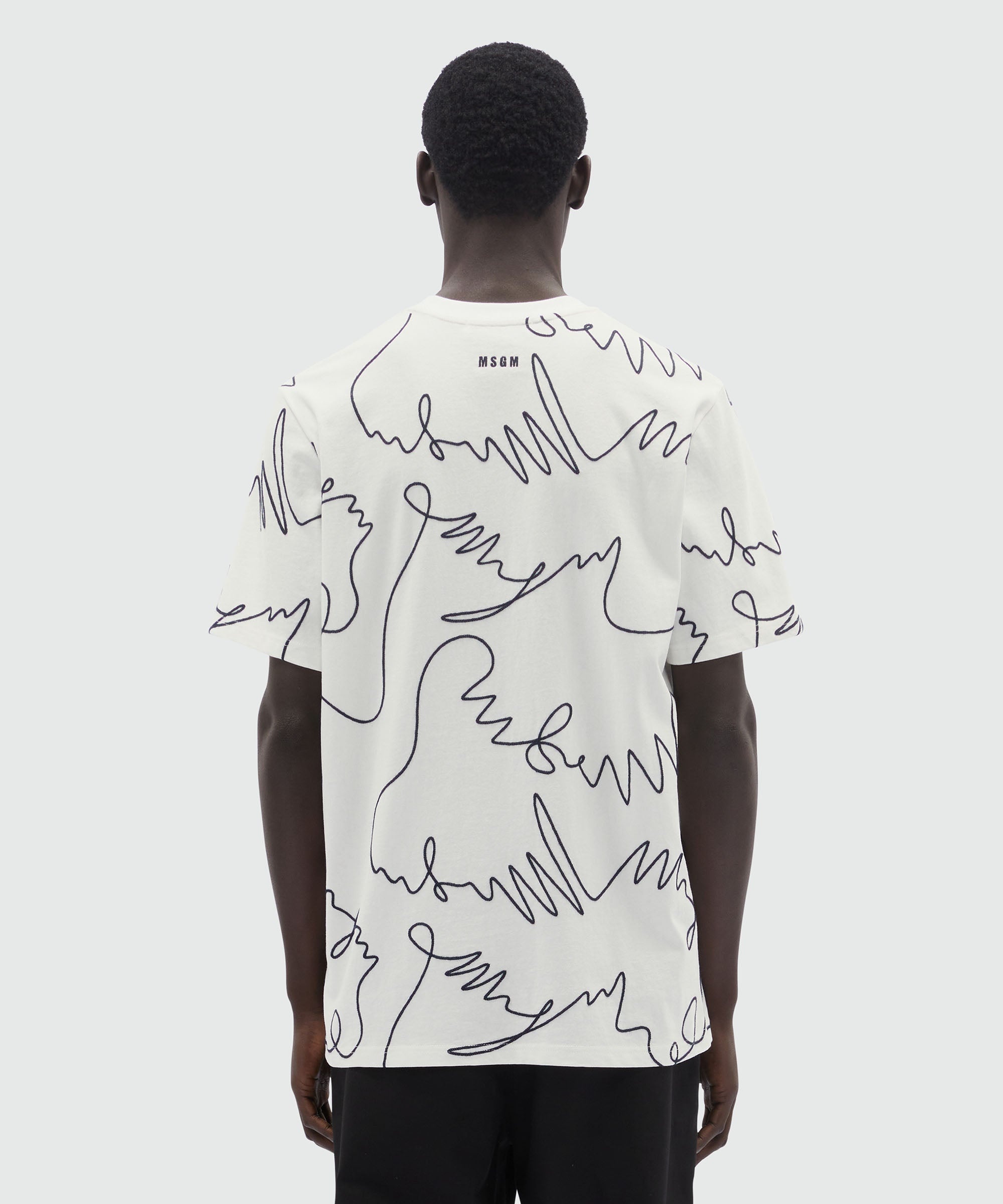 White jersey T-Shirt with logo embroidery - 3