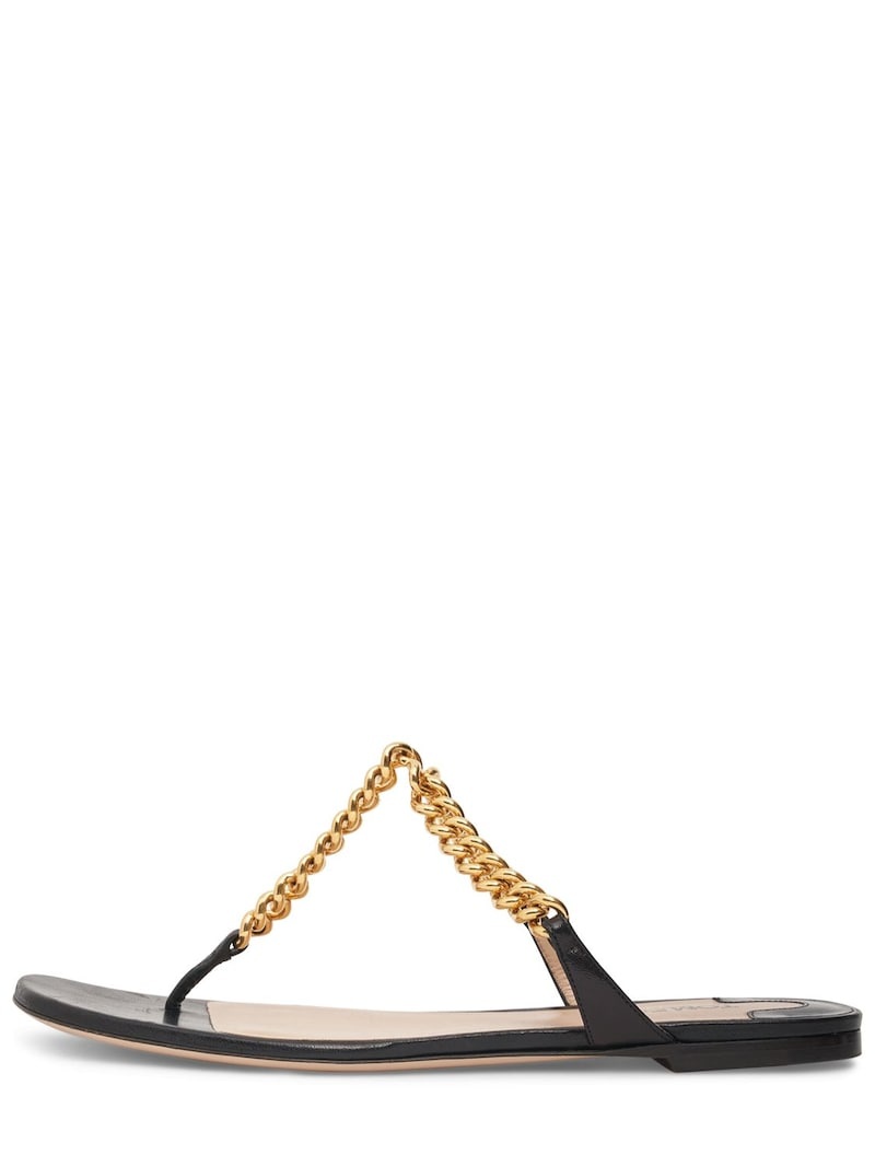 10mm Zenith leather & chain flat sandals - 1