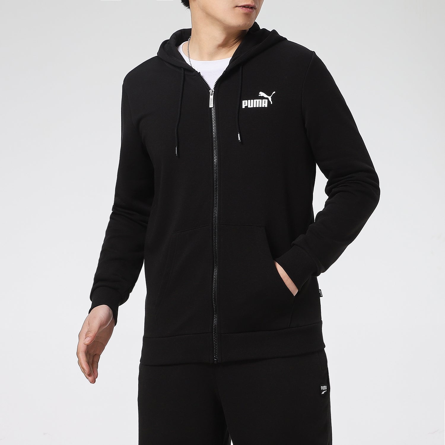 Puma Big Logo Full Zip Up Jacket 'Black White' 588657-01 - 5