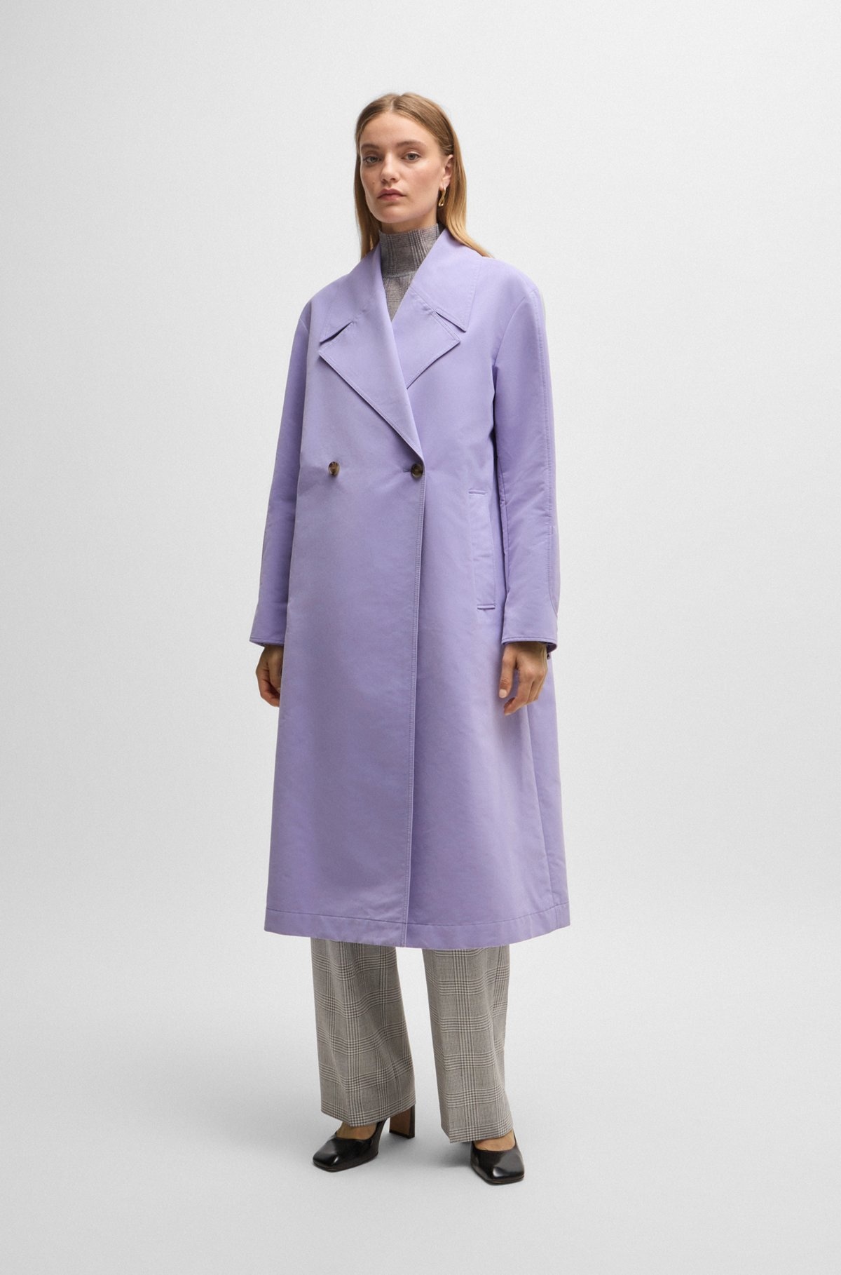 DOUBLE-BREASTED COAT WITH WATER-REPELLENT FINISH - 2