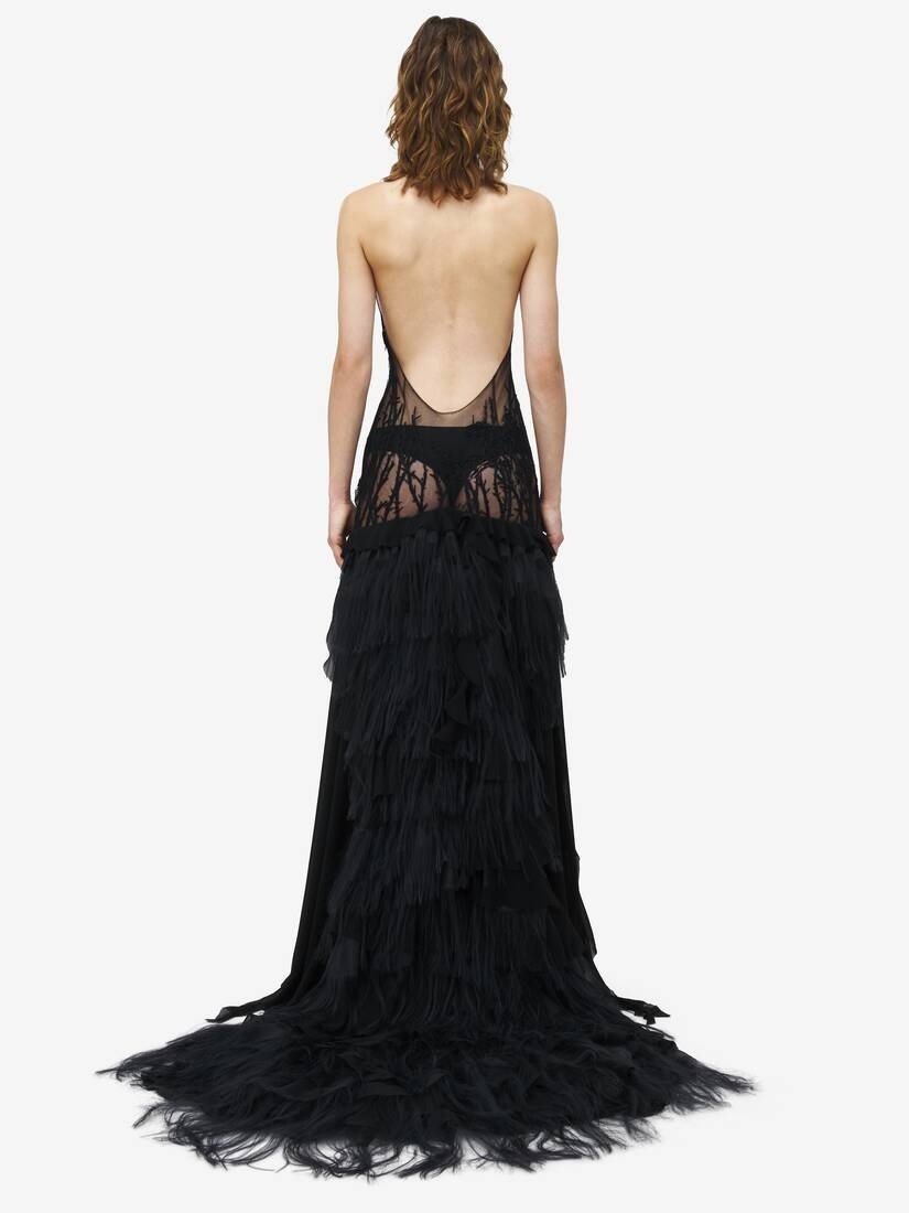 Hawthorn Branch Embroidery Evening Dress - 4