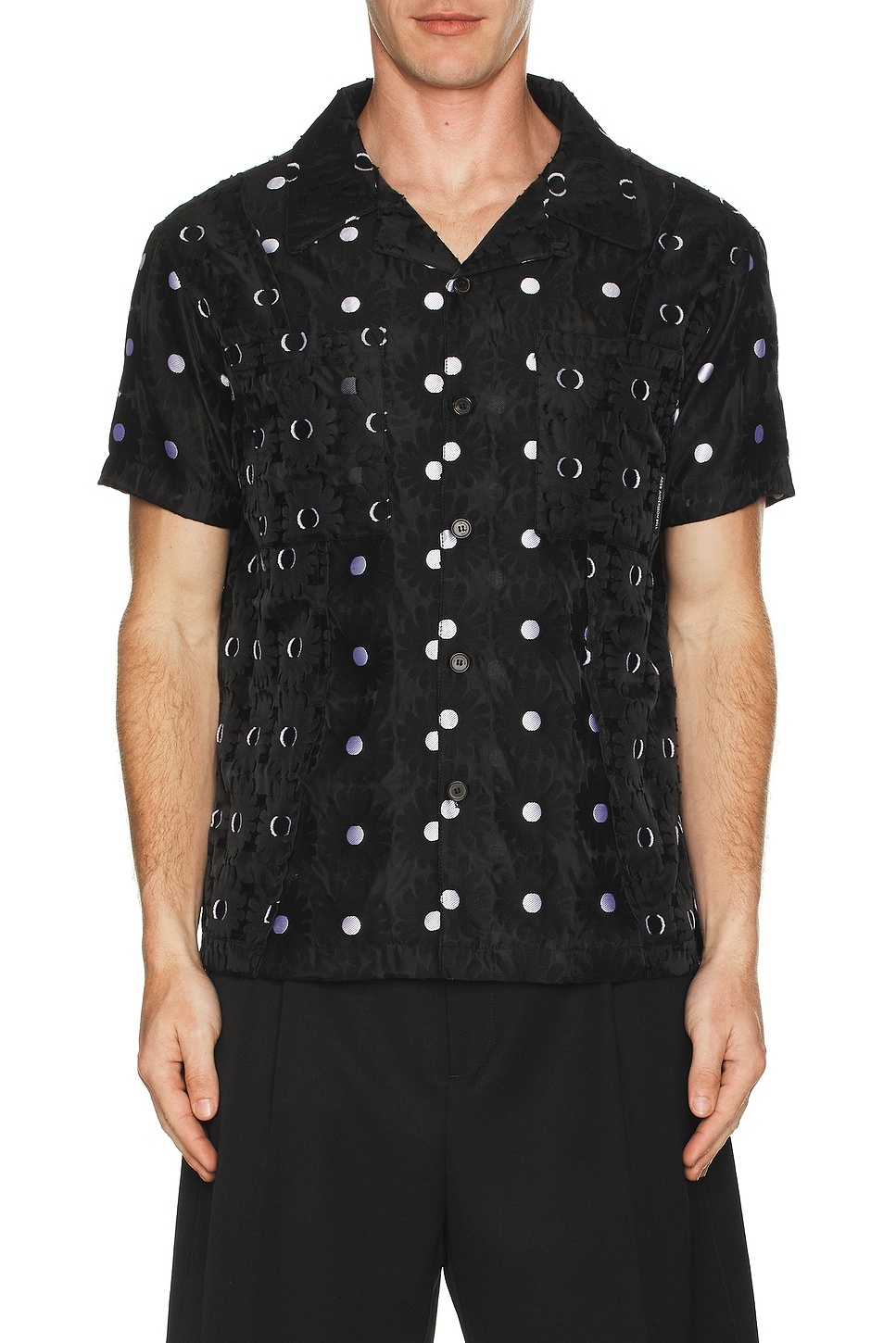 Half Sheer Flower Shirt - 3