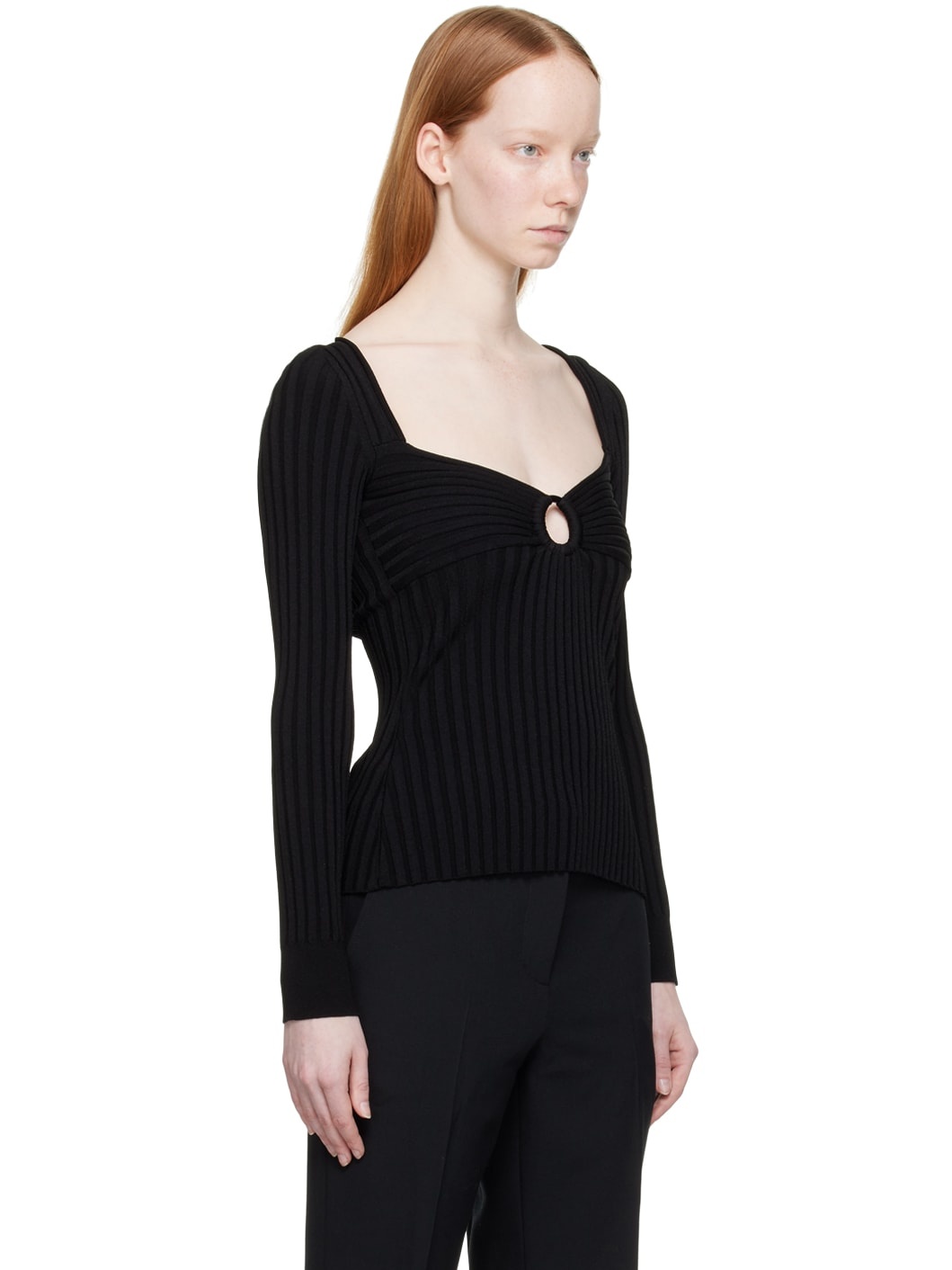 Black V-Neck Sweater - 2