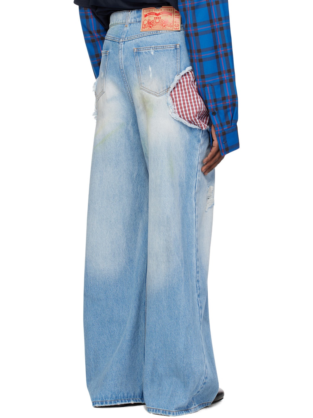 SSENSE Exclusive Blue Openwork Jeans - 3