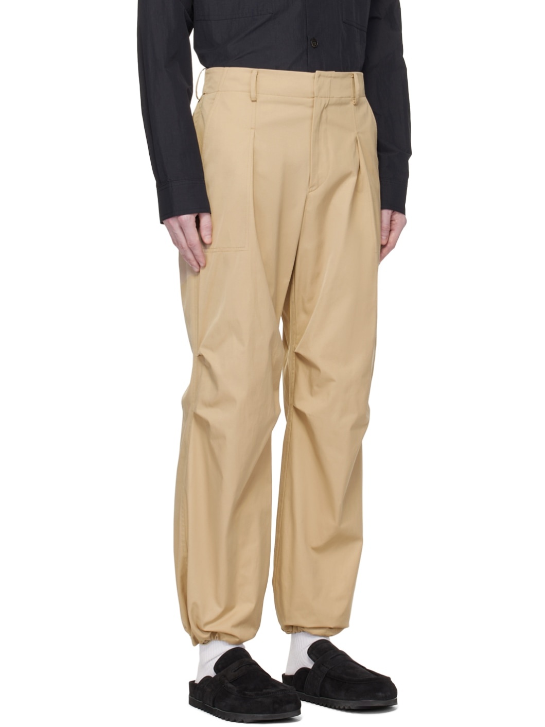 Beige Drawstring Trousers - 2