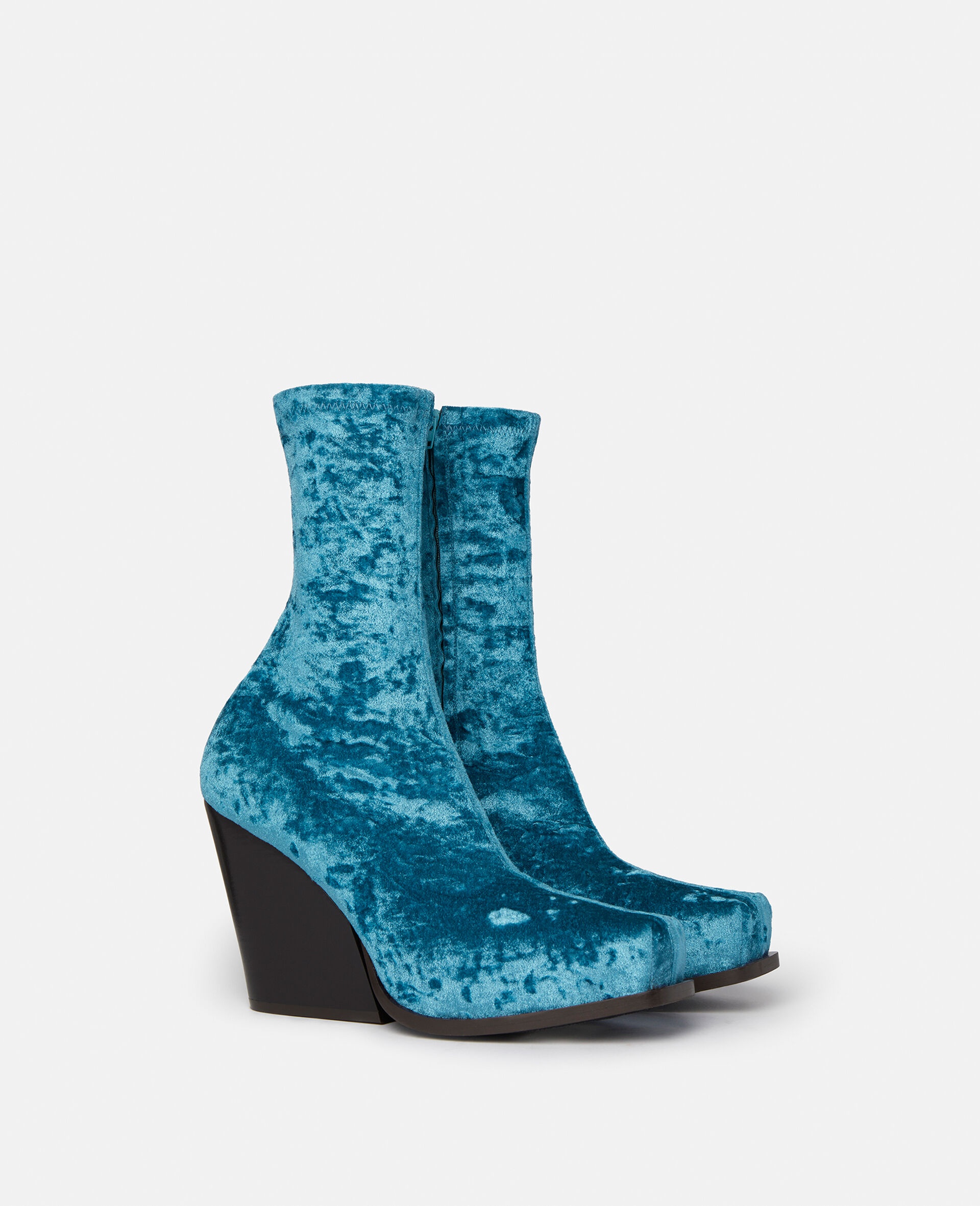 Crushed Velvet Cowboy Ankle Boots - 3