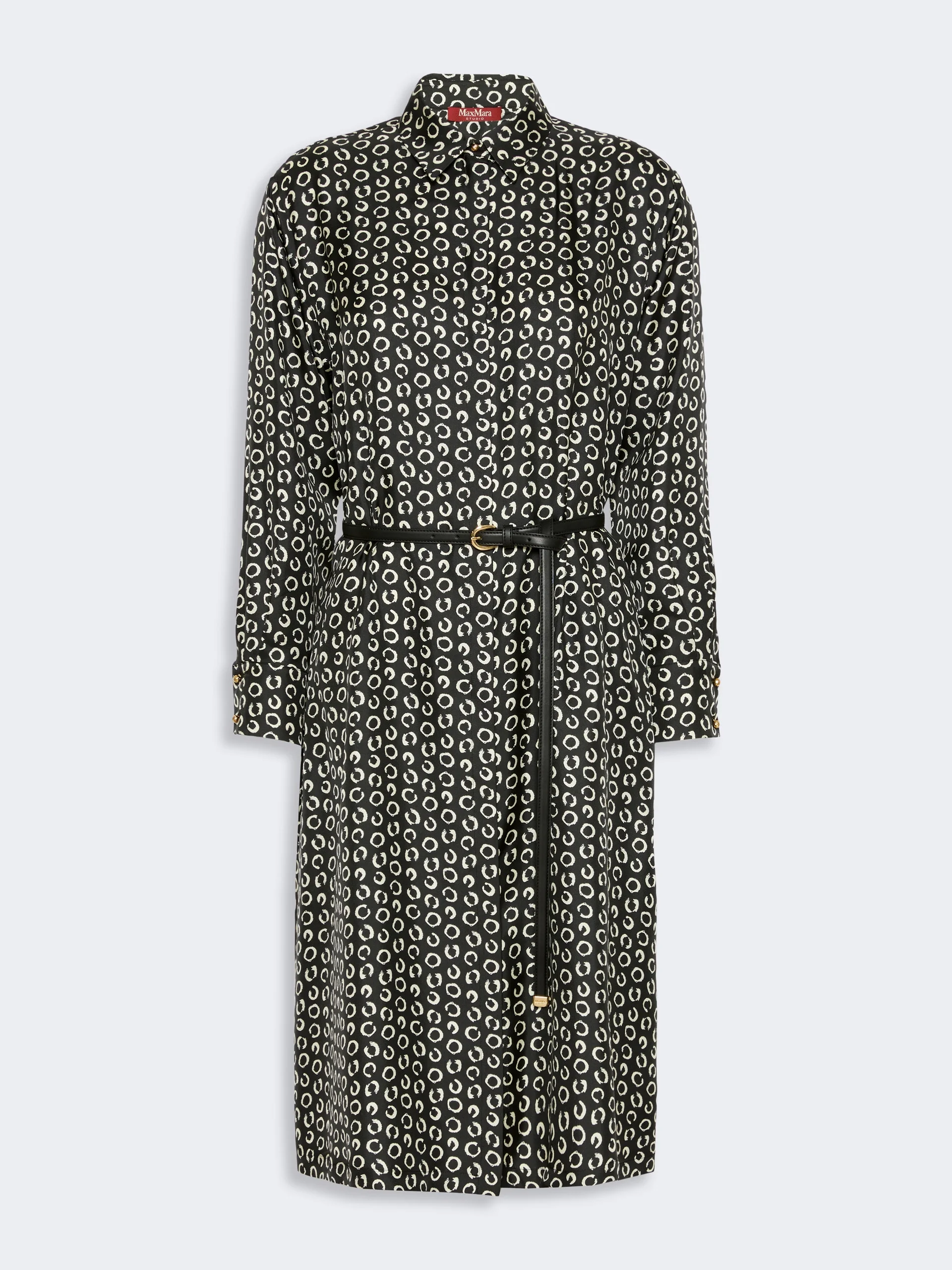 VIGILE Printed silk shirt dress - BLACK WHITE - 1