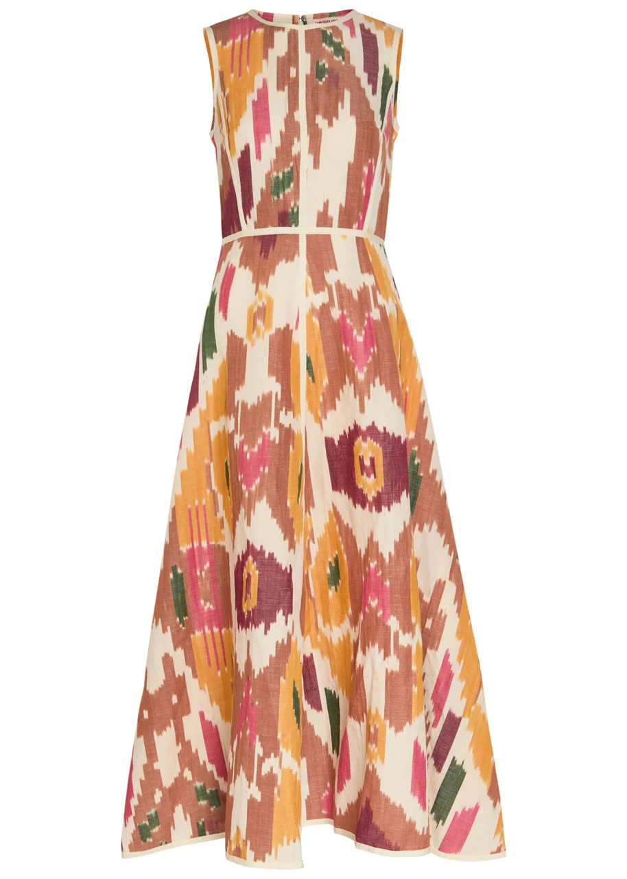 Emporio Sirenuse Clodette Printed Cotton and Linen-blend Midi Dress - 1
