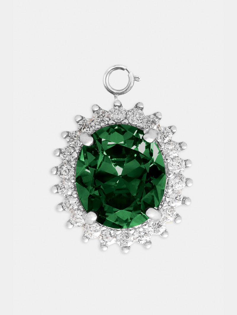 OVAL CHARM WITH GREEN CRYSTAL 1