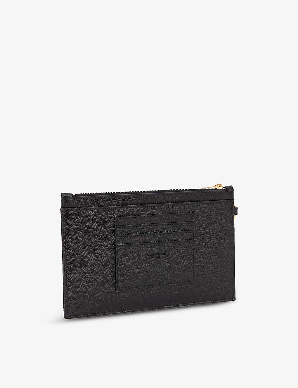 SAINT LAURENT Monogramme quilted textured-leather pouch