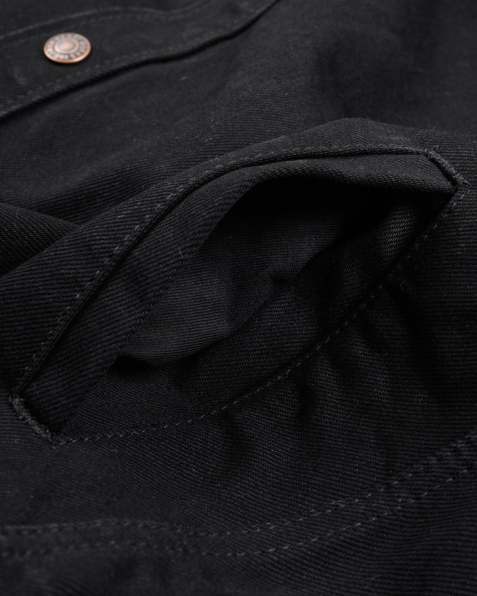 IHSH-362-BLK 16oz Non-Selvedge Denim CPO Shirt - Superblack (Fades To Grey) - 13