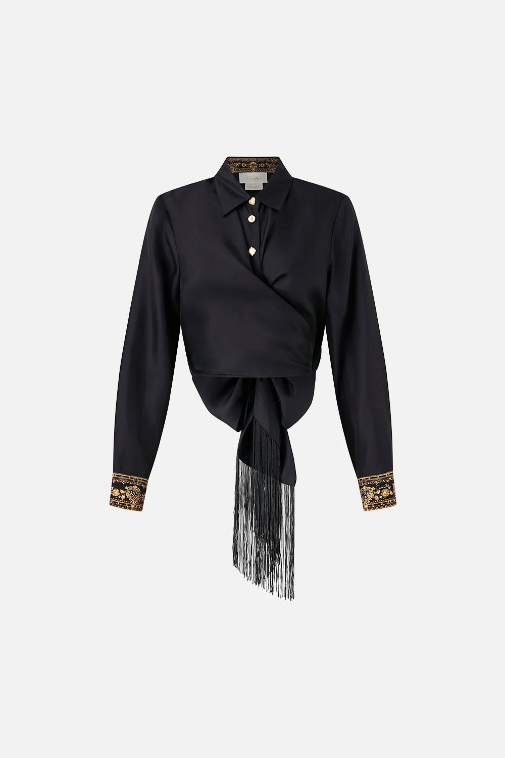 CROPPED WRAP SHIRT WITH TIE - 1