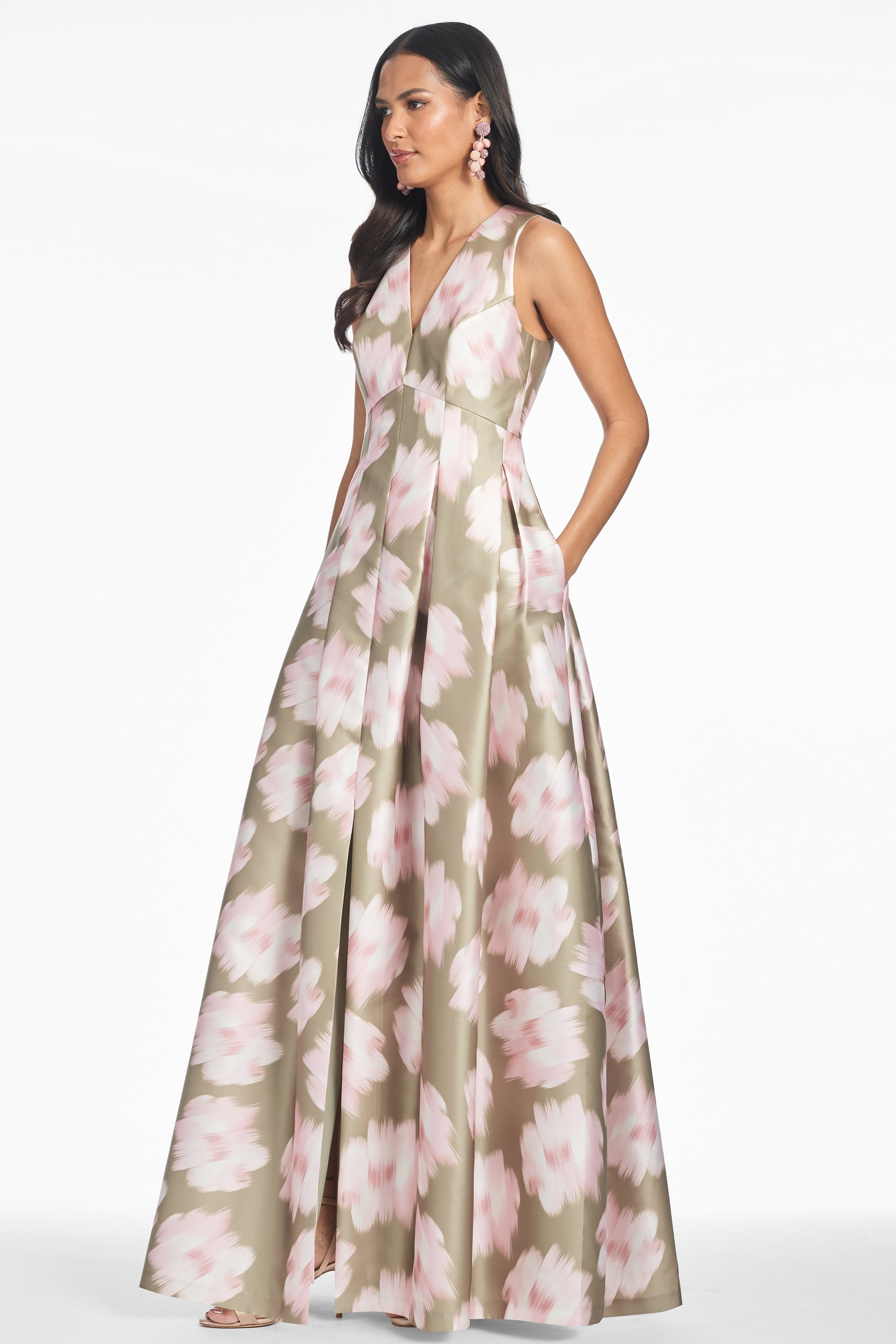 Brooke Gown - Green Ikat Floral - 2