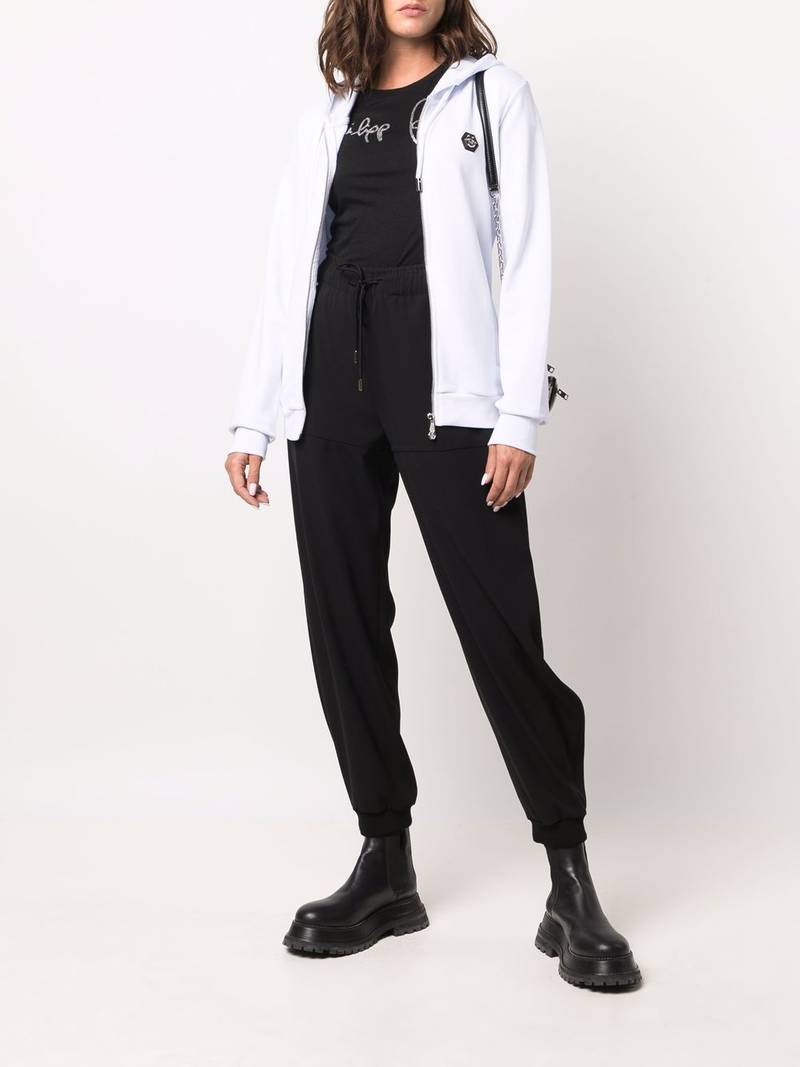 PHILIPP PLEIN Skull logo print stud detail hoodie outlook