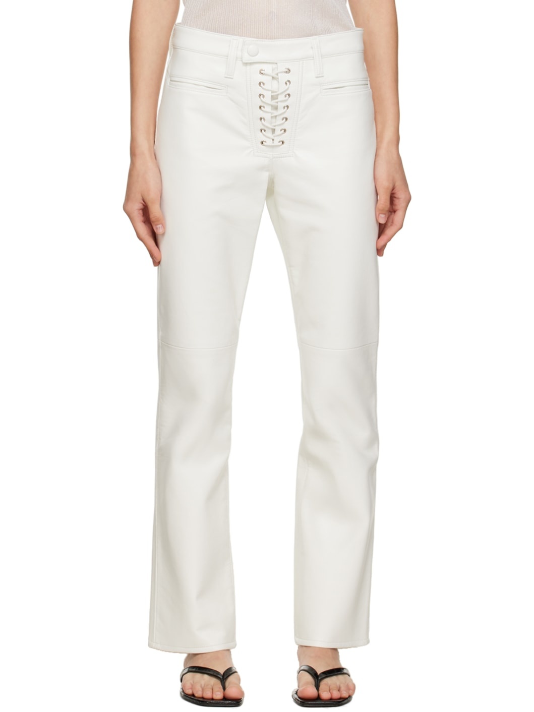 White Finley Leather Trousers - 1