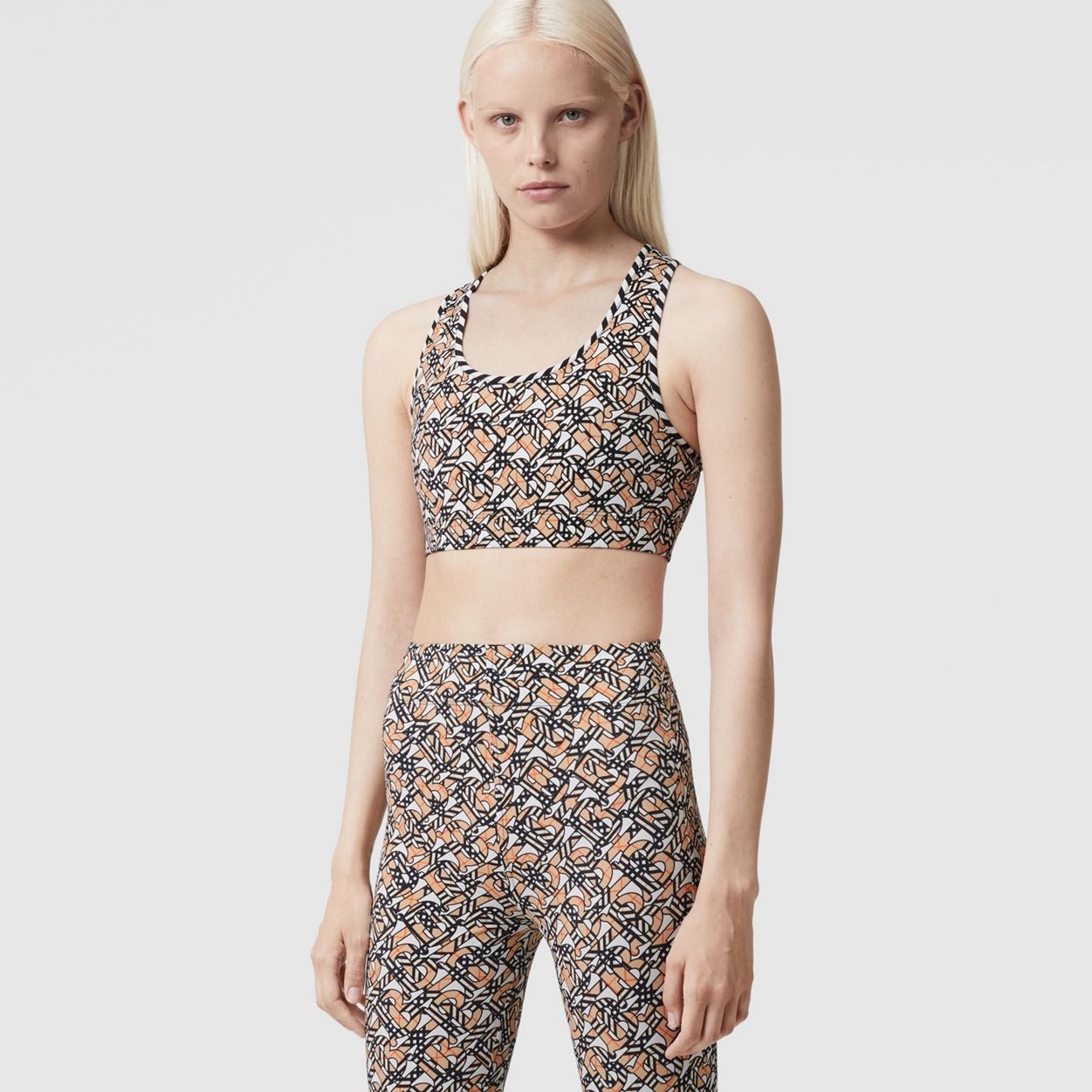 Monogram Print Stretch Nylon Cropped Top - 2