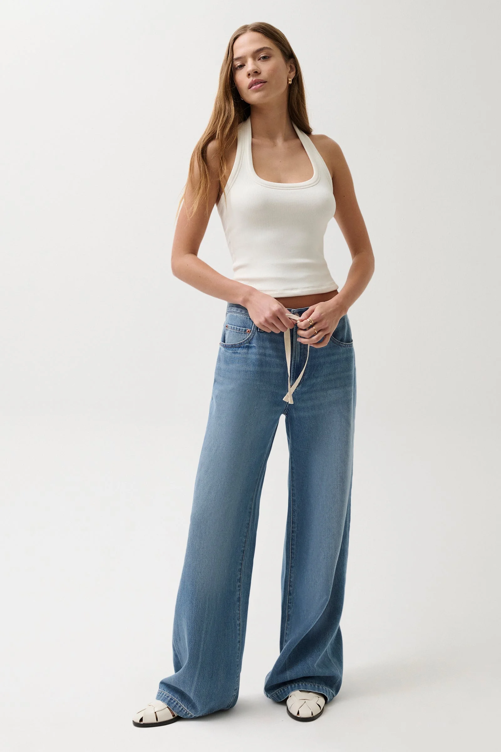 JADYN MID RISE DRAWSTRING PALAZZO JEAN - EXPANSE - 1