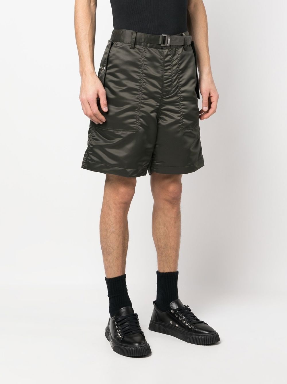 buckle-fastened tailored shorts - 3