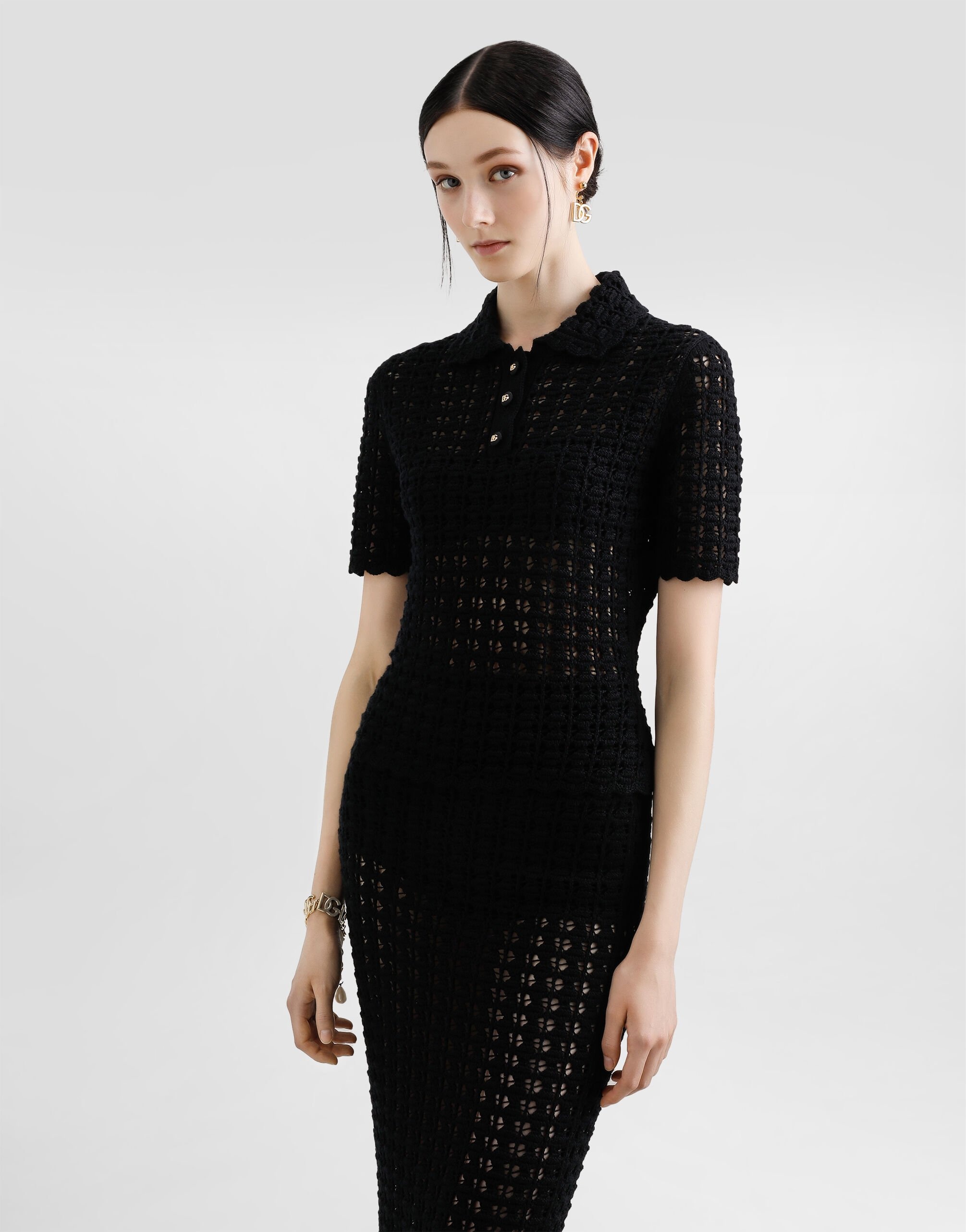 Wool lace-stitch polo-shirt - 4