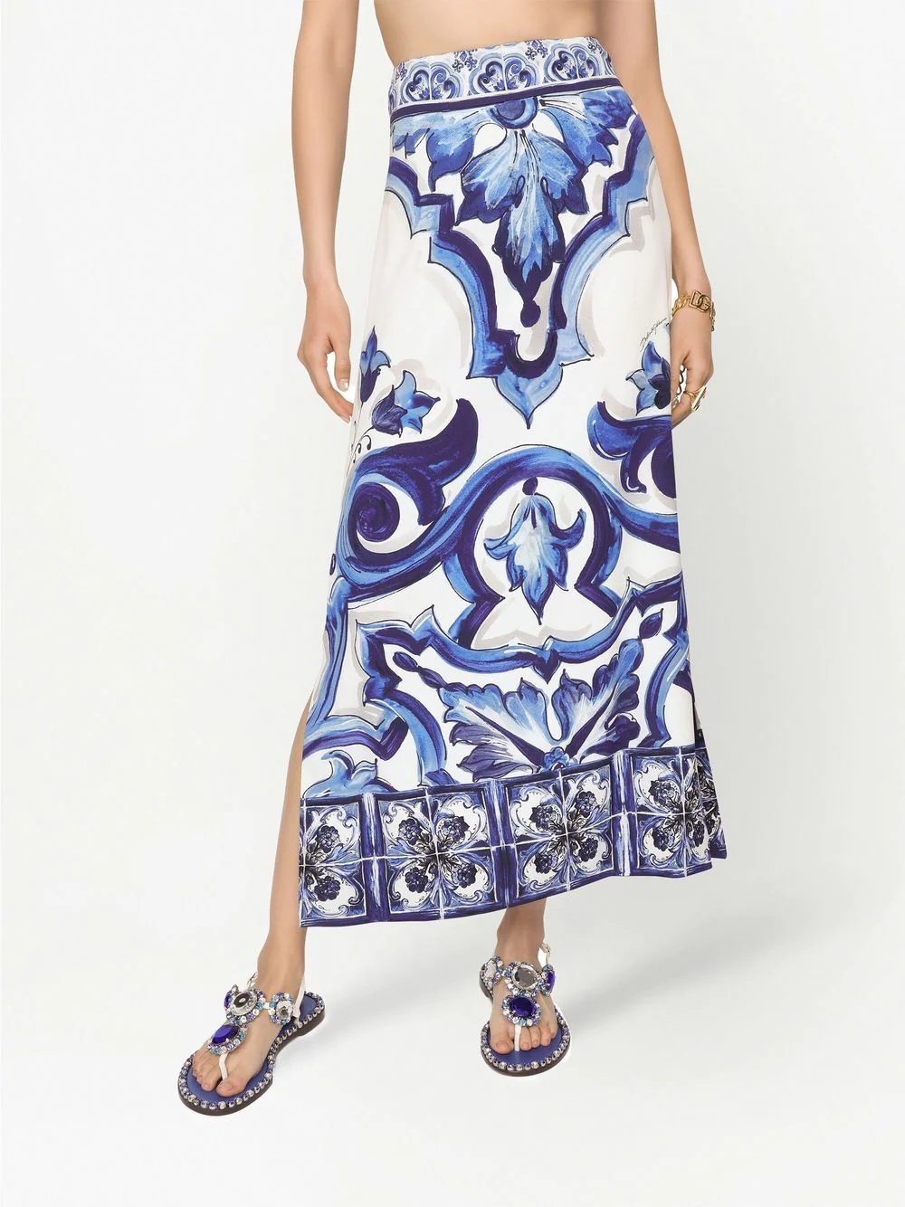 Majolica-print maxi skirt - 5