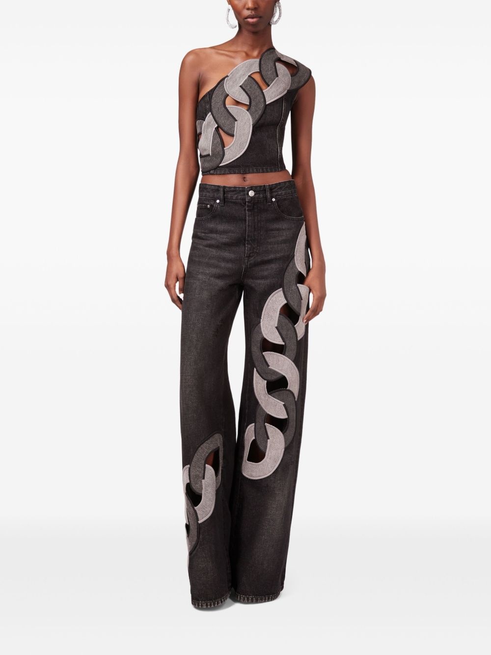 chain-detail off-shoulder top - 3
