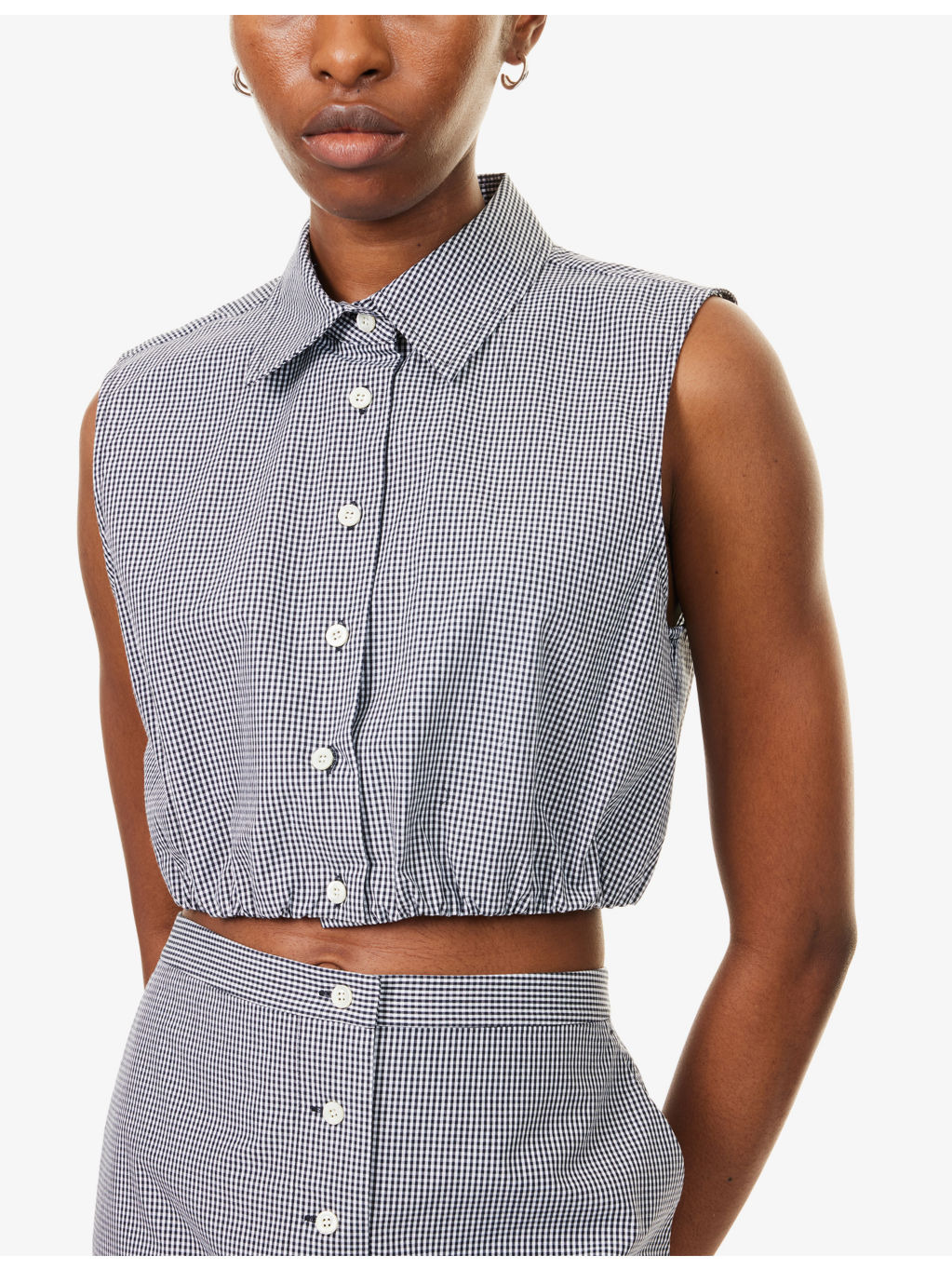 Check-Print Sleeveless Cotton Top - 5