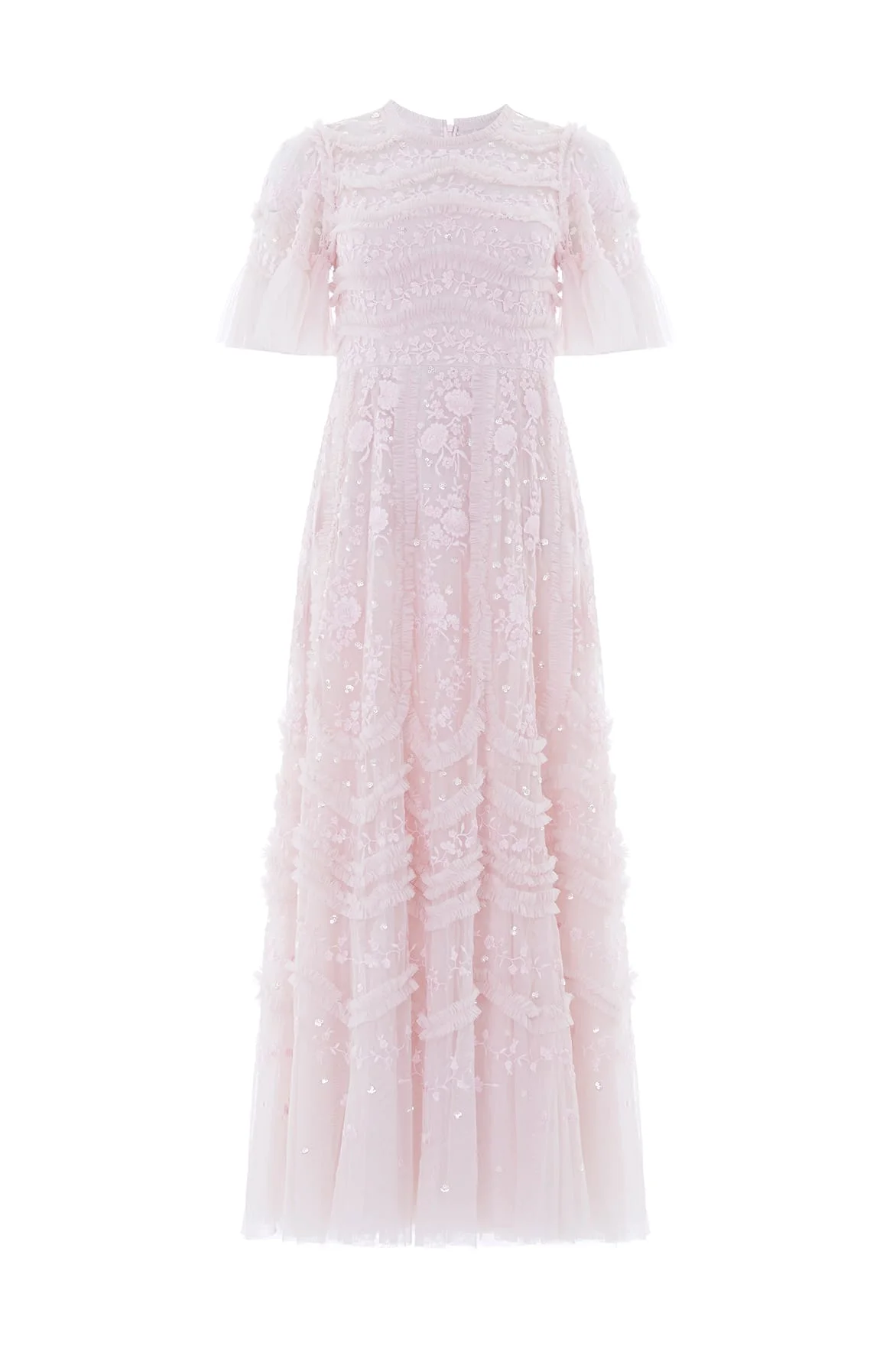 Gianna Ruffle Short Sleeve Ankle Gown - 1