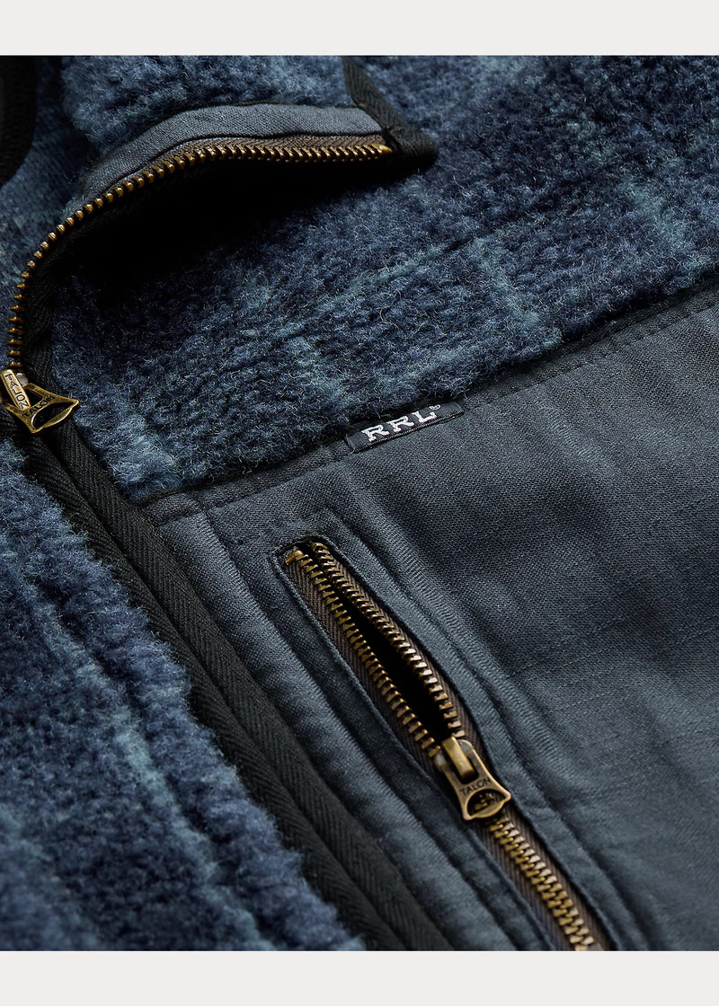 Plaid Wool-Blend Pile Fleece Jacket 3