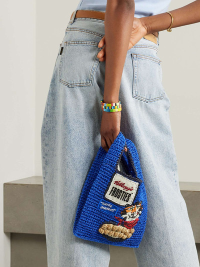 Anya Hindmarch Frosties mini embroidered raffia tote outlook