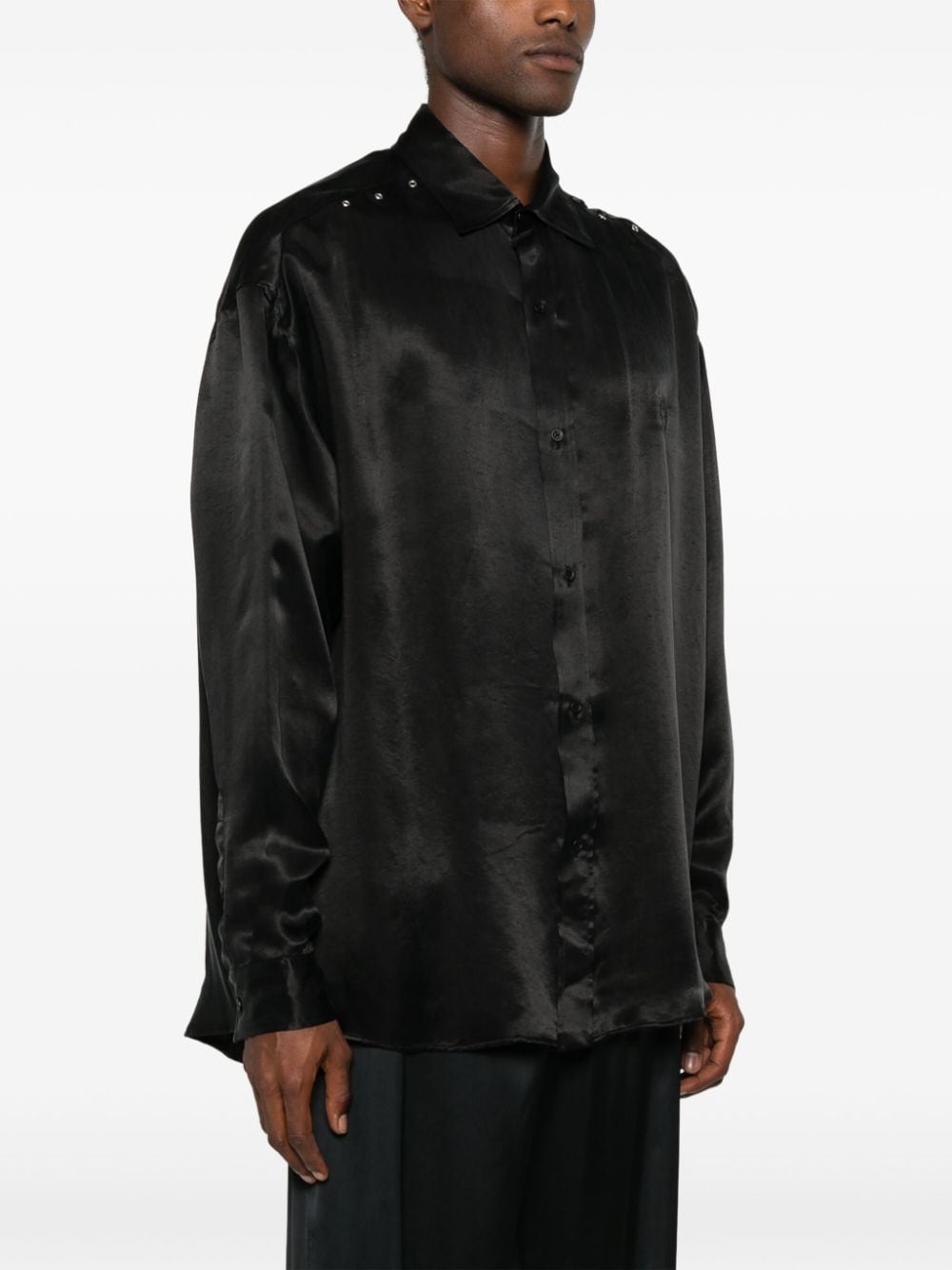 eyelet-detail long-sleeve shirt - 3