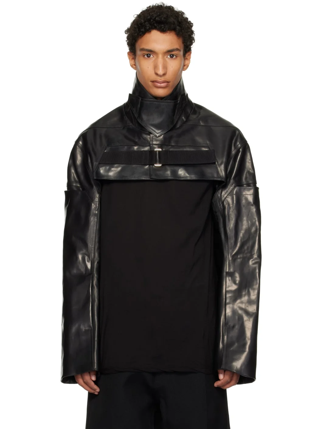Black Tower Mac Cropped Leather Jacket - 1