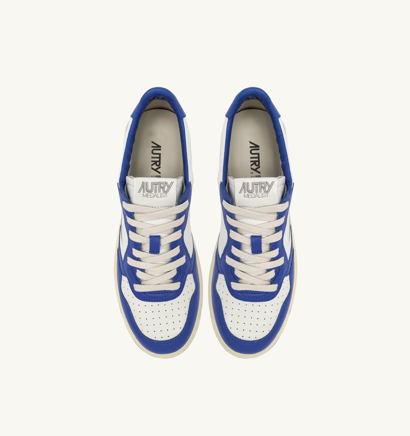MEDALIST LOW SNEAKERS IN WHITE AND PALACE BLUE LEATHER WITH LETTERING - 5