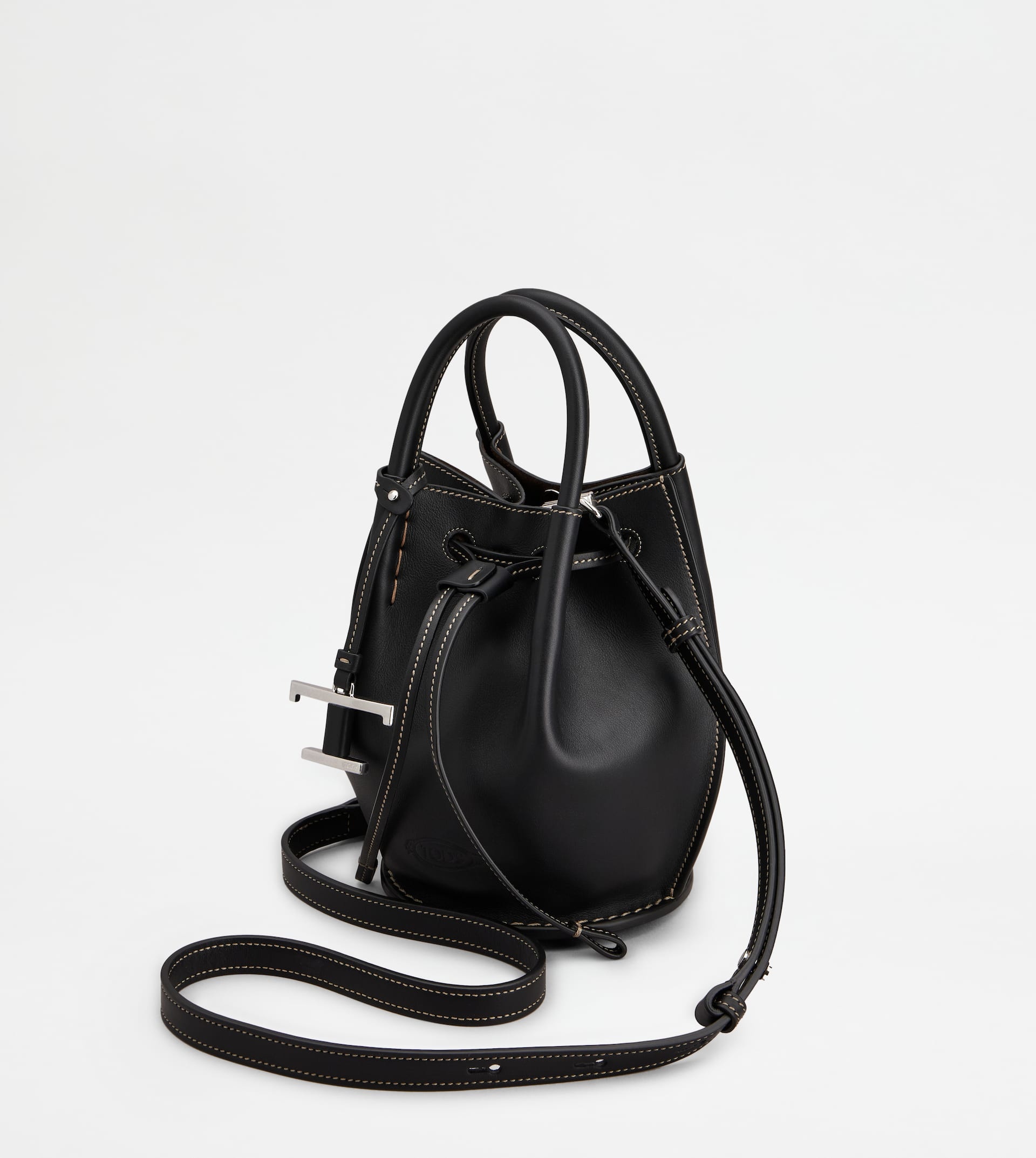 BUCKET BAG IN LEATHER MINI - BLACK - 6