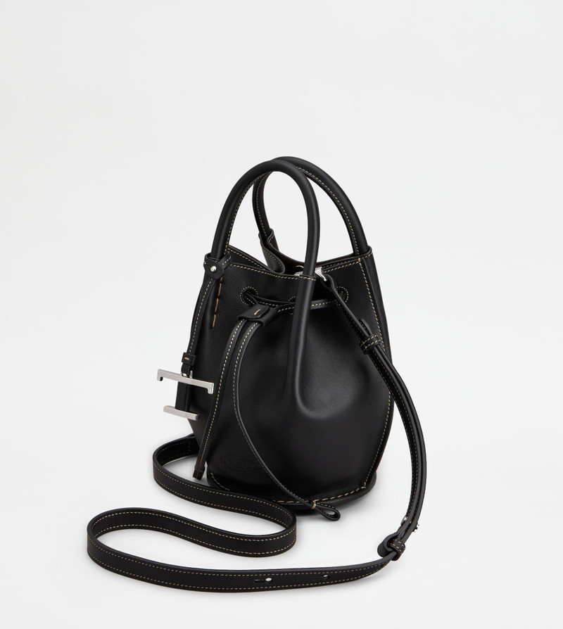 BUCKET BAG IN LEATHER MINI - BLACK 6