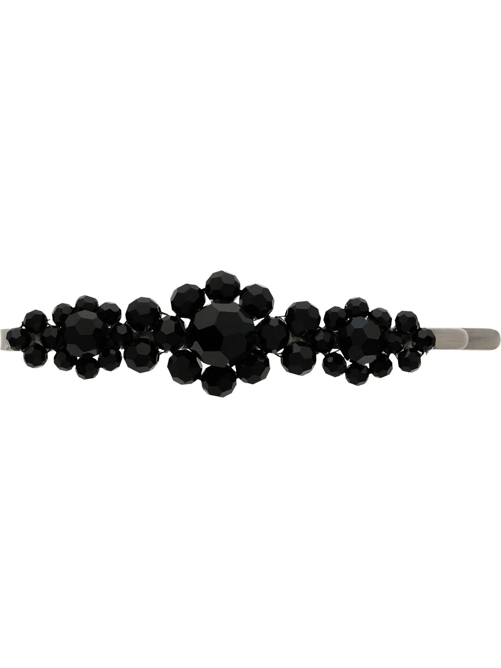 black large floral bead embellished hair clip - 1