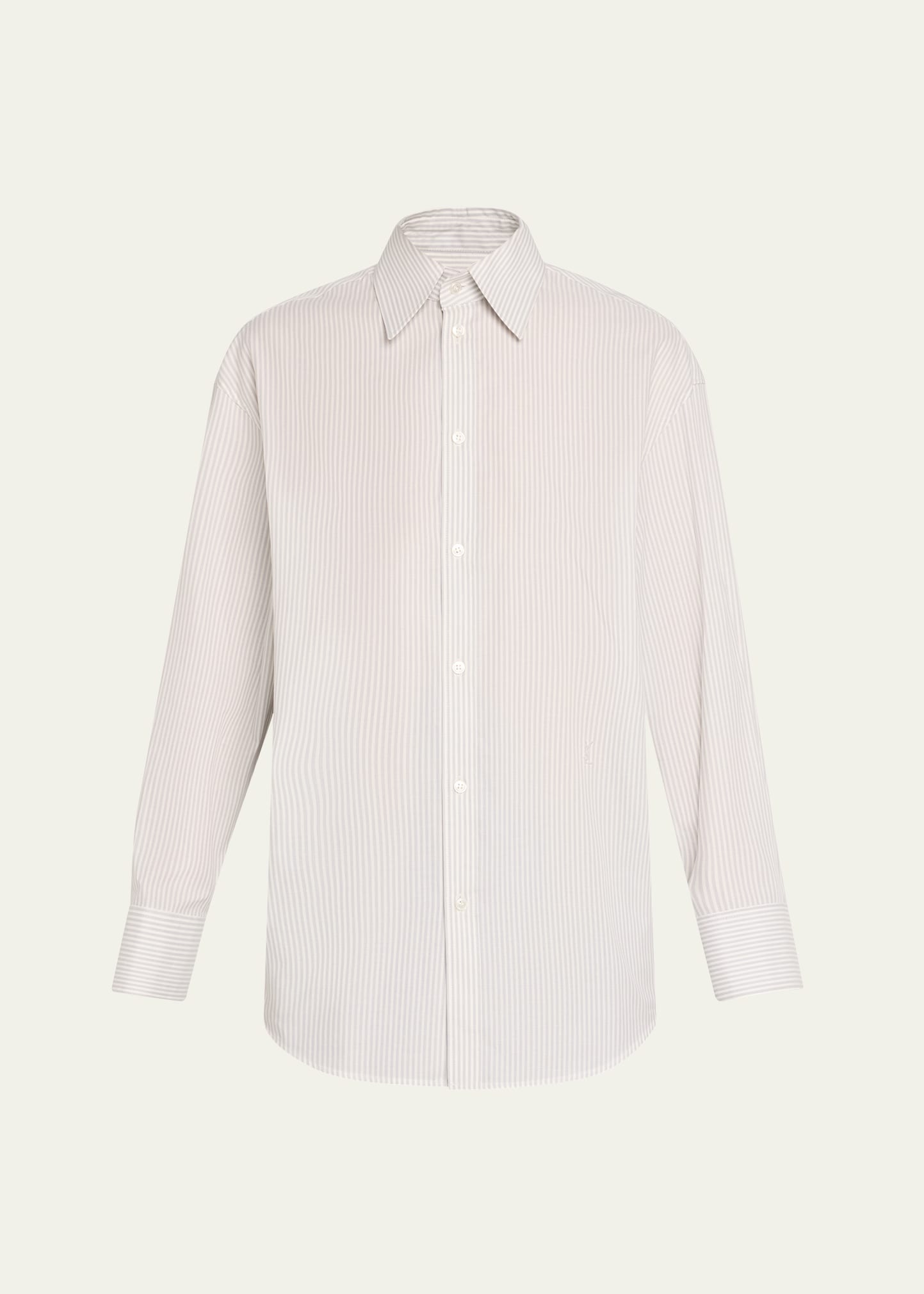Long-Sleeve Collared Button-Down Blouse - 1