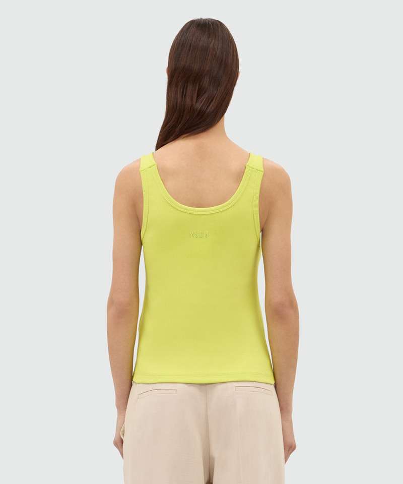 Lime ribbed cotton top with straps and metal buttons 4