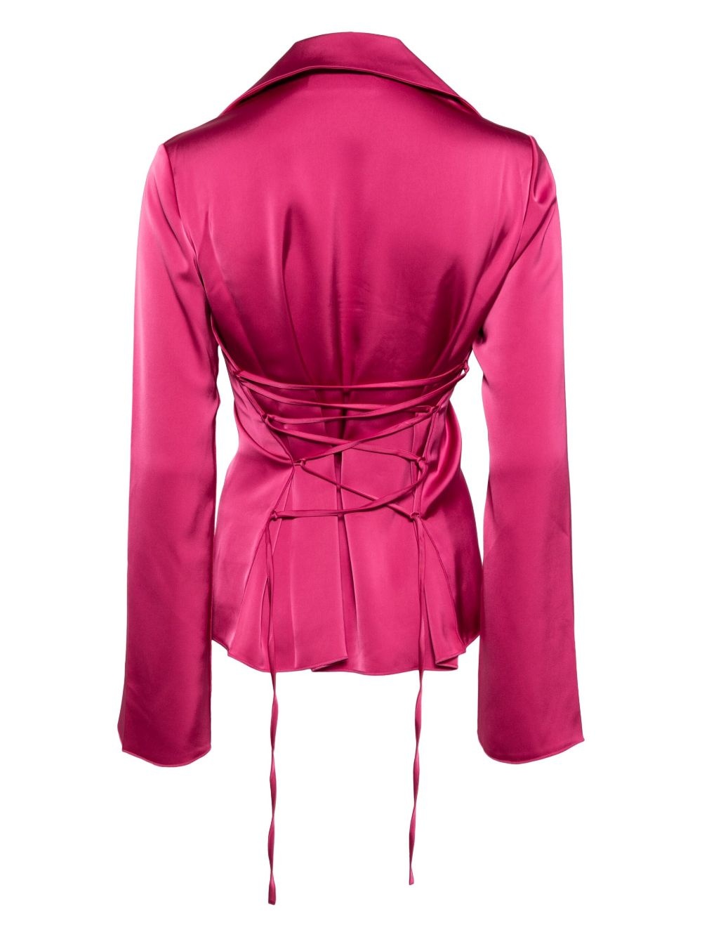 satin-finish tie-fastening blouse - 2