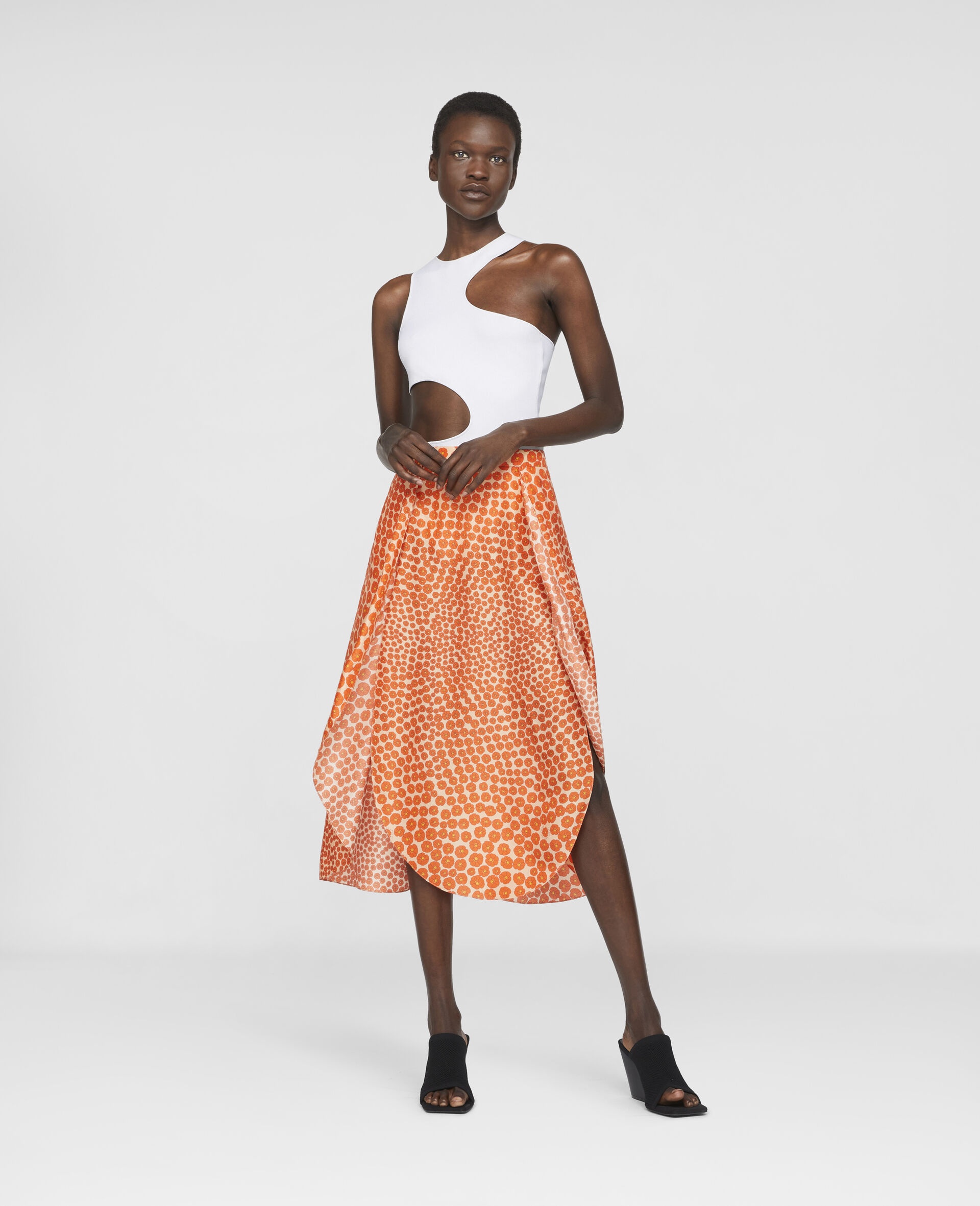 Floral Silk Midi Skirt - 2