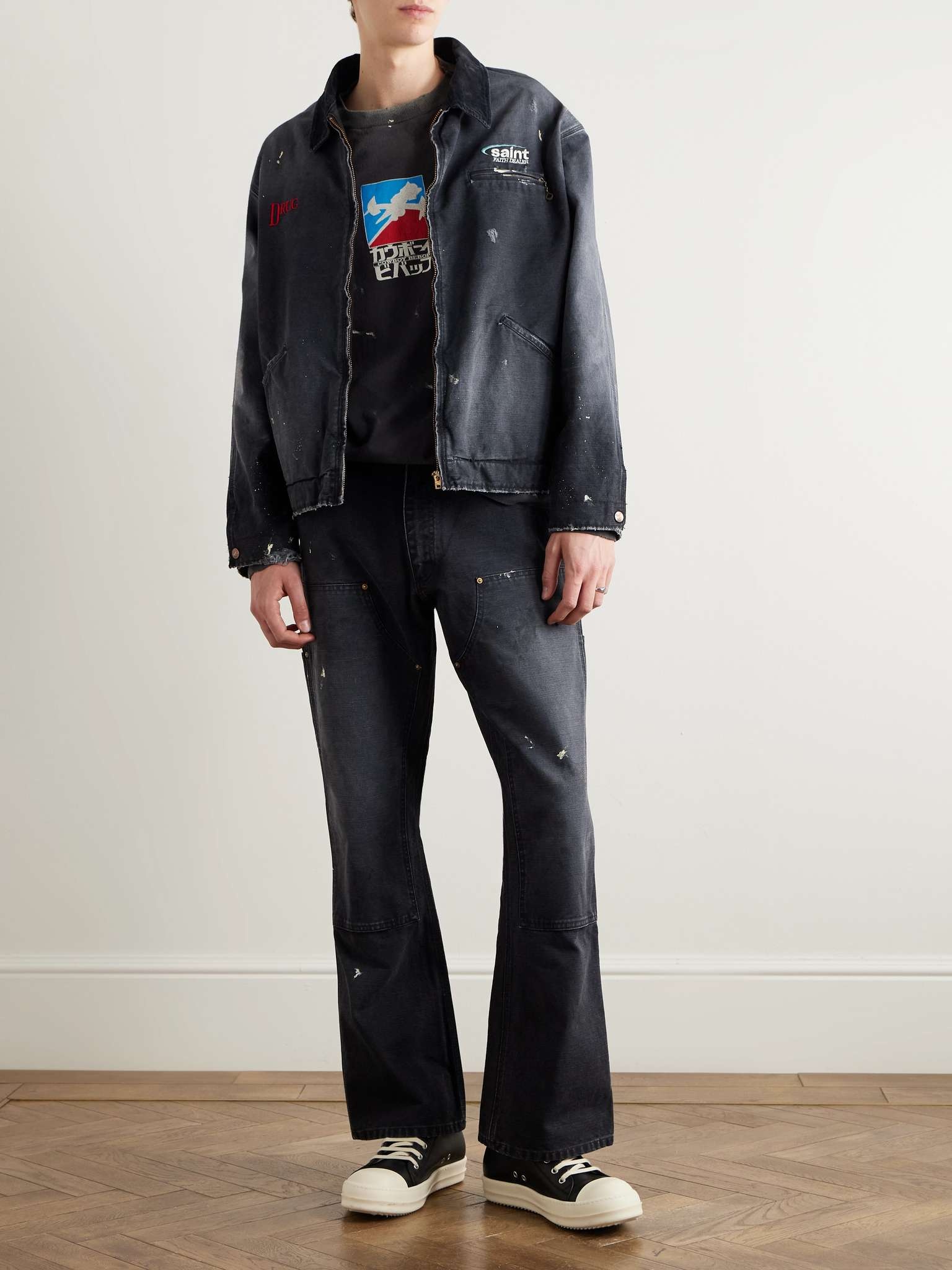 Bootcut Double-Knee Paint-Splattered Cotton-Canvas Trousers - 2
