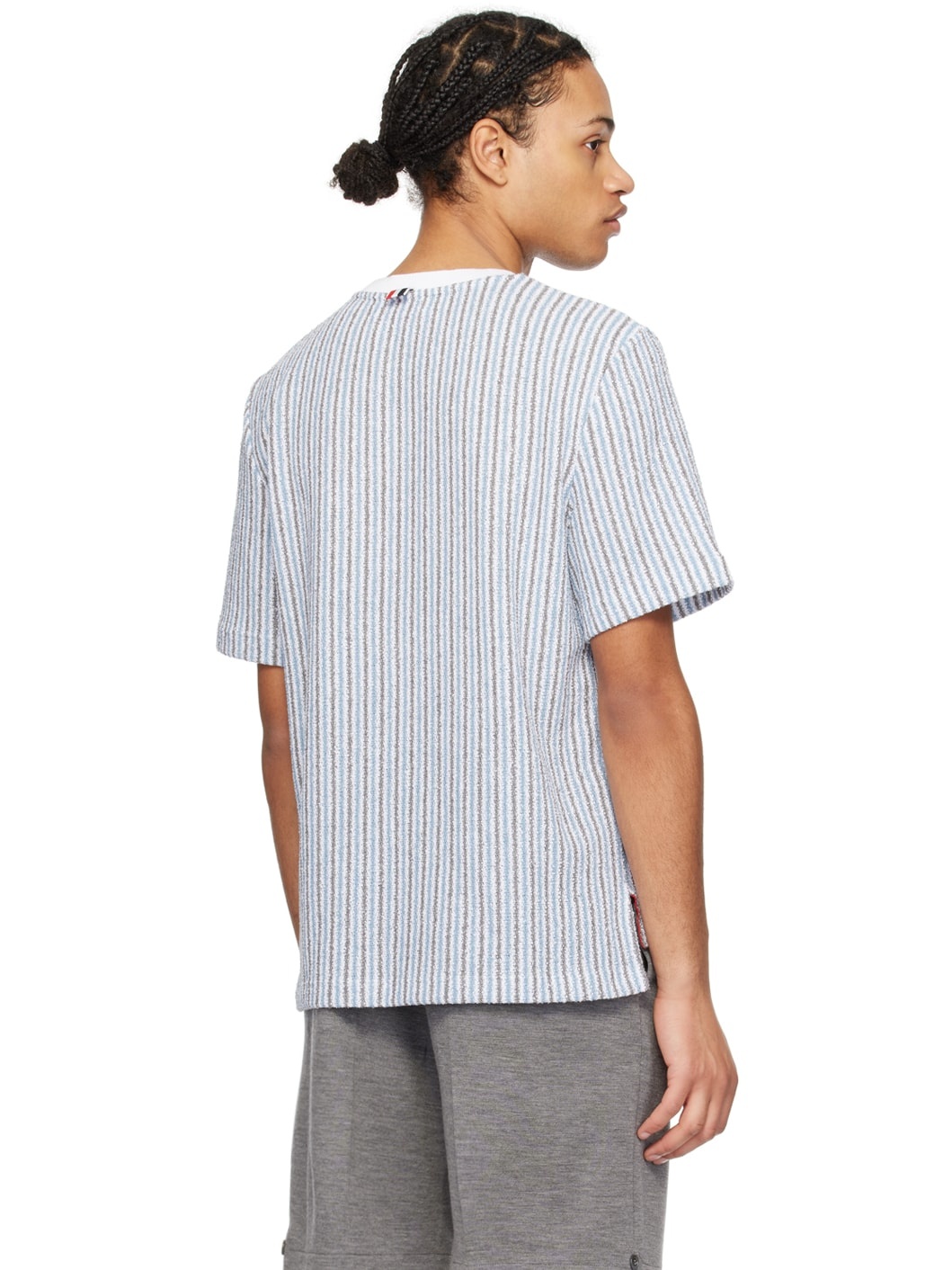 Blue & Gray Striped T-Shirt - 3